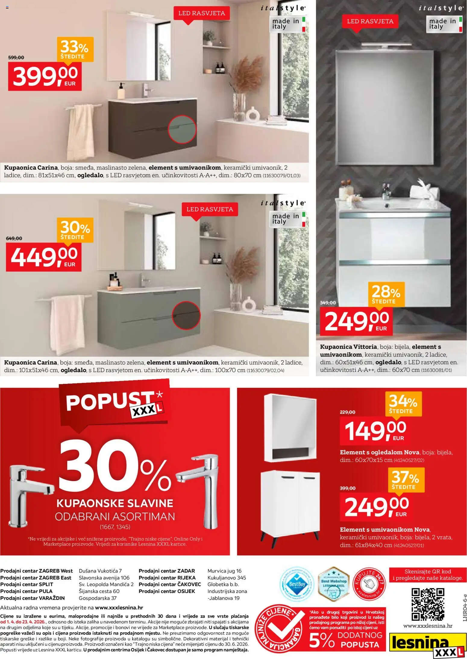 Lesnina katalog | vrijedi od 01.04.2026 | Stranica: 12 | Proizvodi: Kupaonica, Rasvjeta