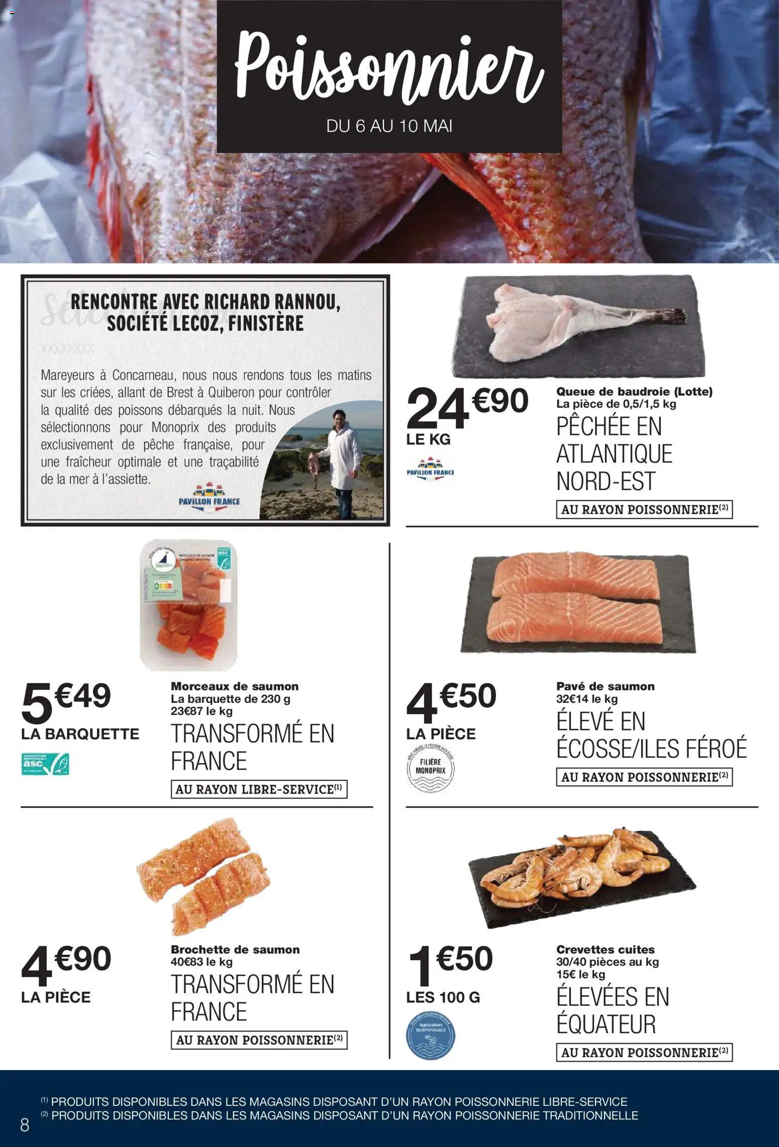 {H1} | Page: 8 | Produits: Pavé de saumon, Pêche, Crevettes, Saumon