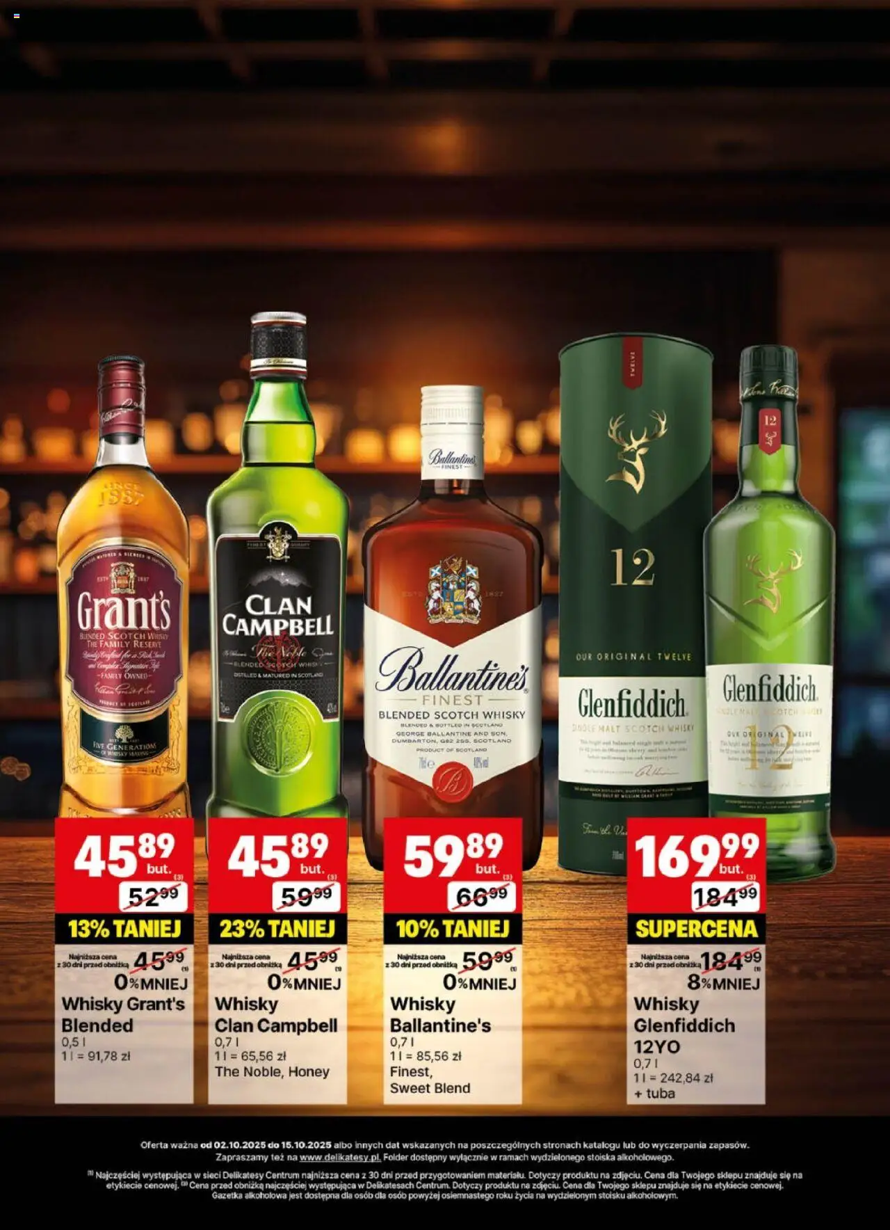 Delikatesy Centrum Gazetka - DeliBarek od 02.10.2025 | Strona: 23 | Produkty: Grant's, Delikatesy, Whisky