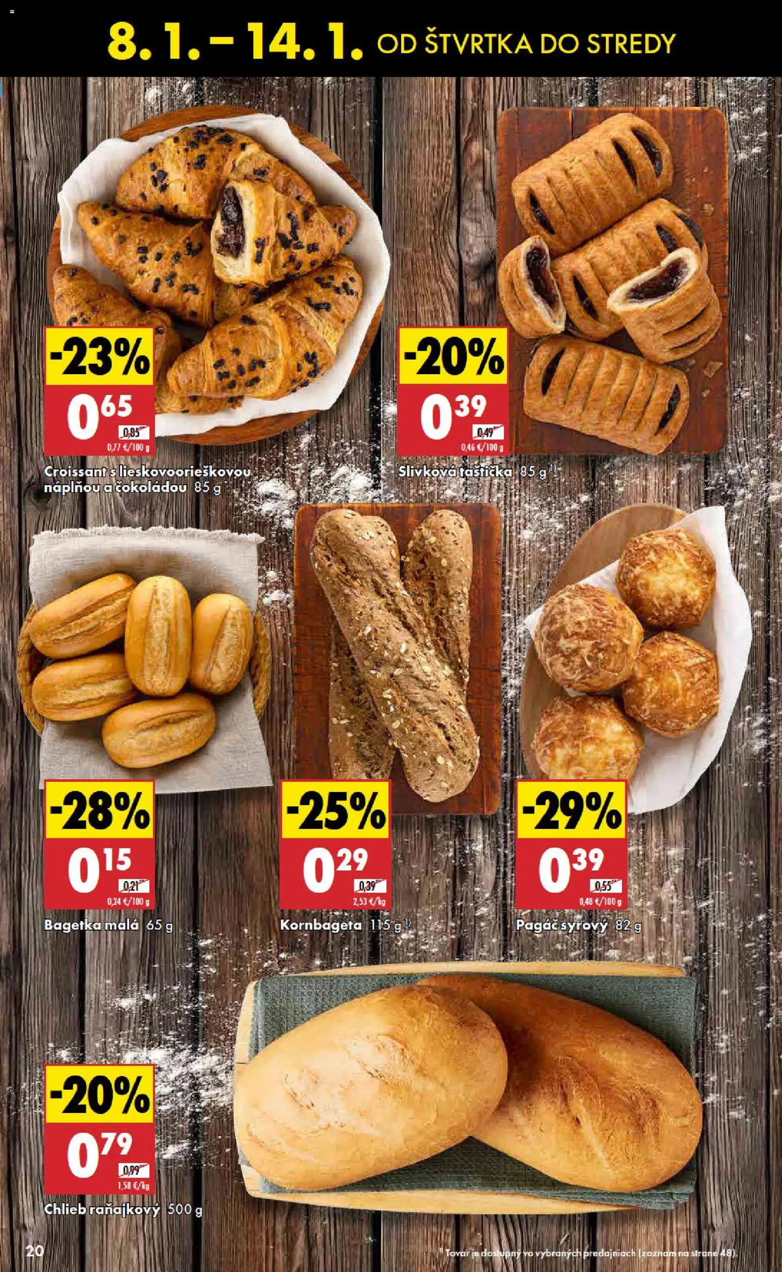 Nové Biedronka akcie – leták je platný od 08.01.2026 | Strana: 20 | Produkty: Chlieb, Croissant