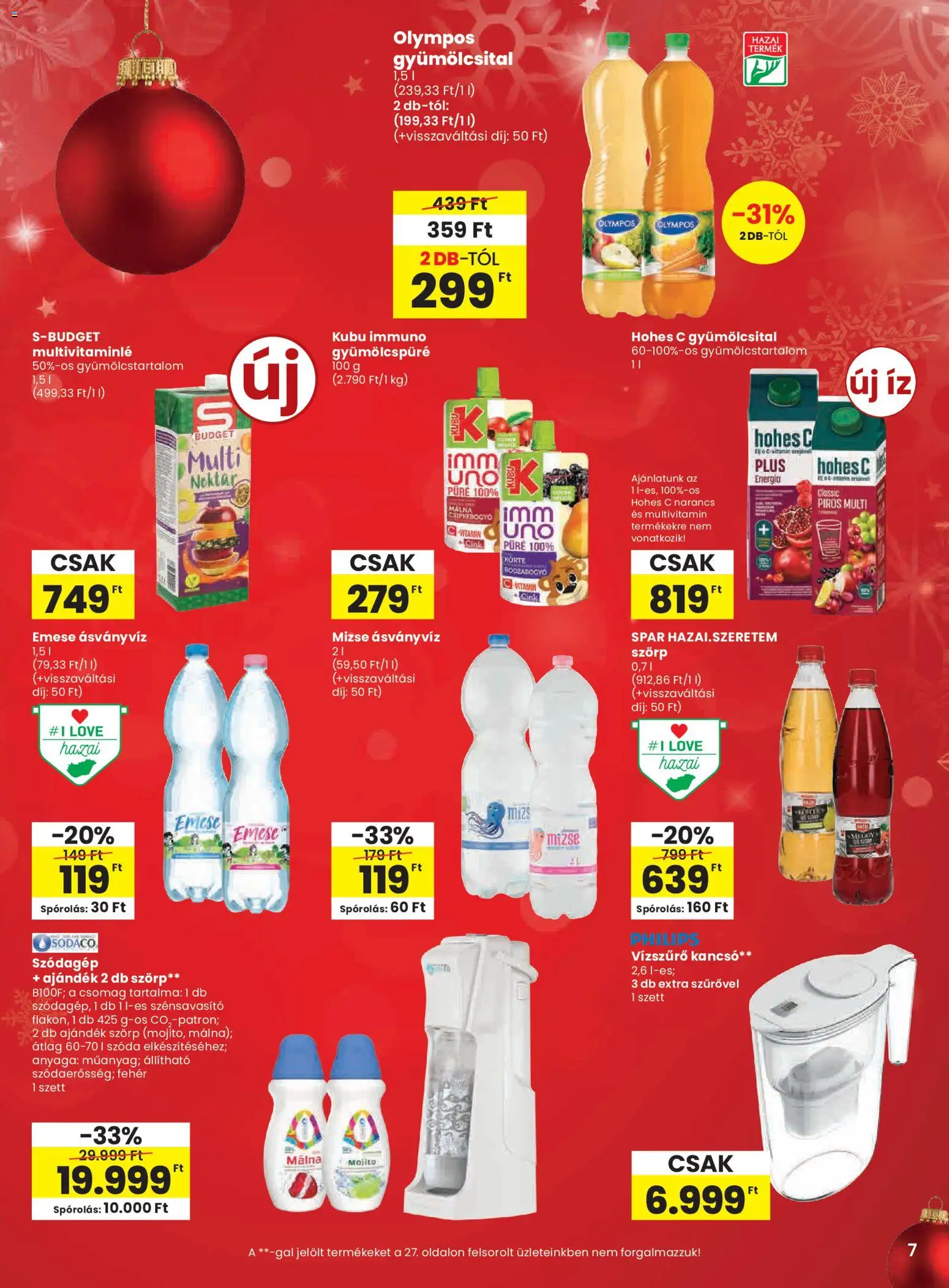 Spar akciós ujság - amely érvényes a következő dátumtól: 11.12.2025 | Oldal: 7 | Termékek: Szörp, Körte, Ásványvíz, Multivitamin
