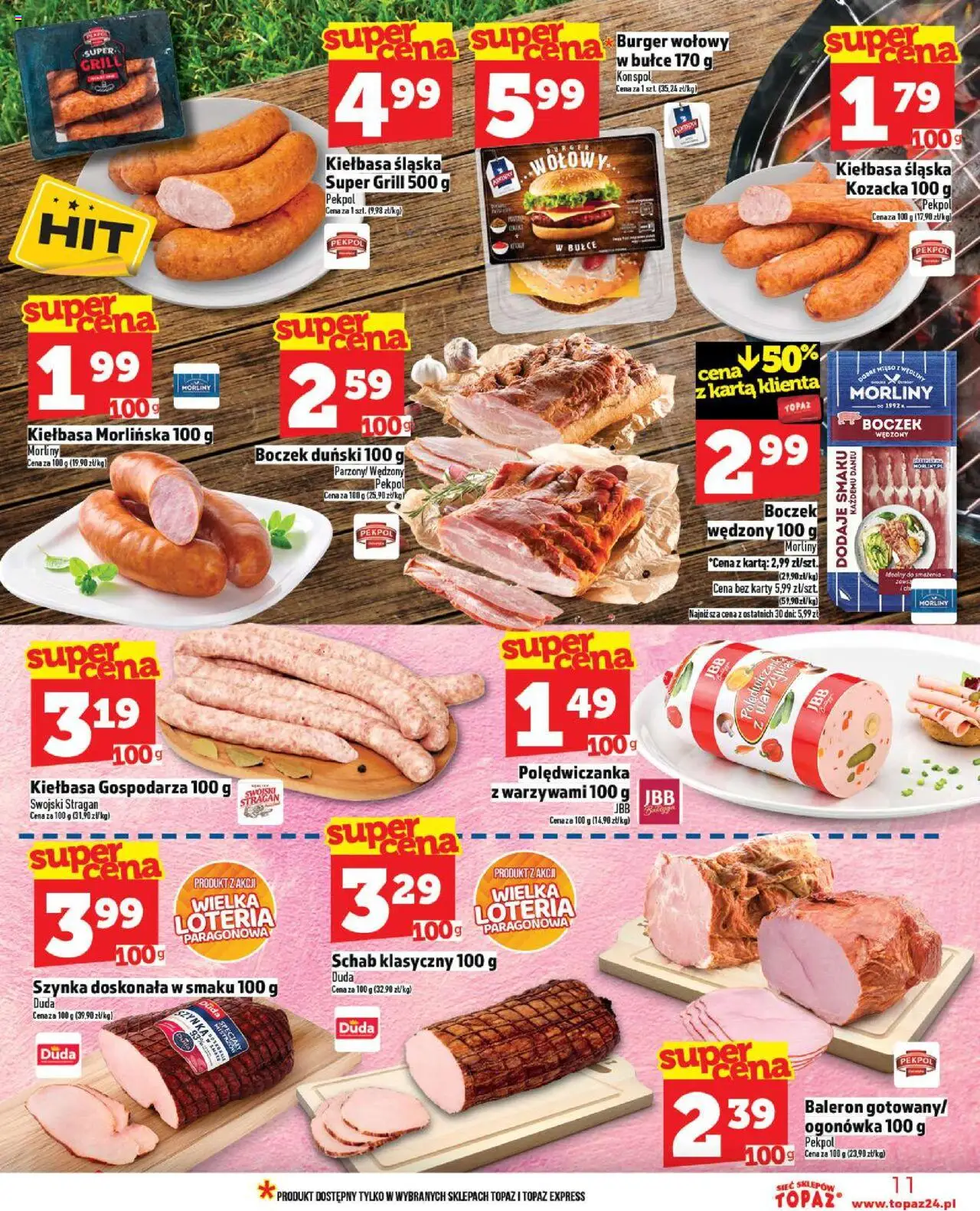 Topaz Gazetka - Ceny małe na stałe od 11.09.2025 | Strona: 11 | Produkty: Burger wołowy, Szynka, Wędliny, Warzywa