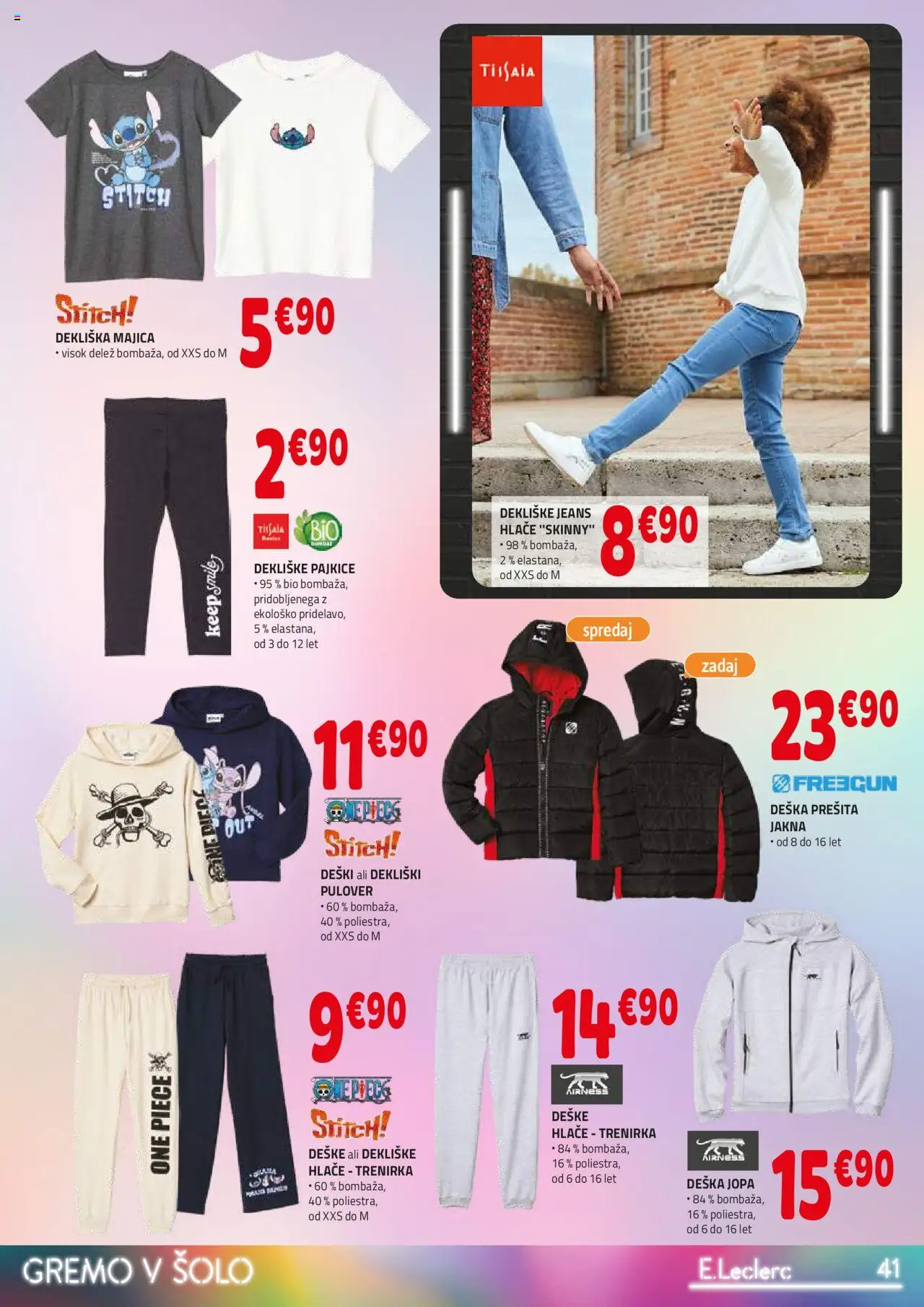 E.leclerc katalog │ velja od 06.08.2025 | Stran: 41 | Izdelki: Pajkice, Majica, Pulover, Hlace