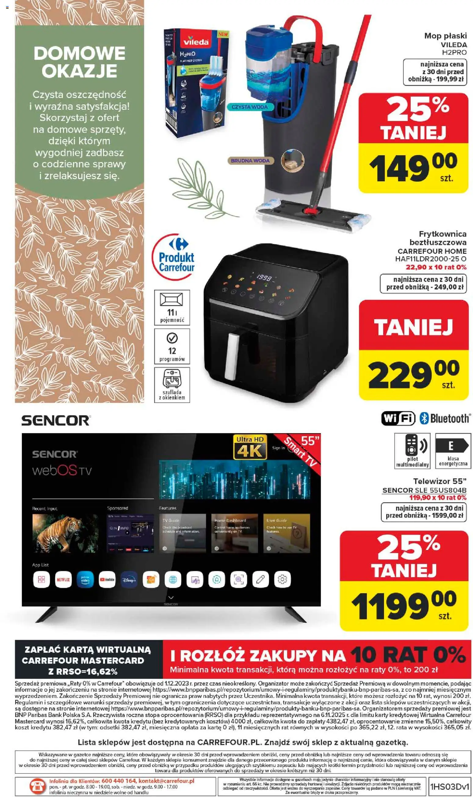 Carrefour Gazetka - Dom: Wszystko Dla Twojej Wygody od 12.01.2026 | Strona: 36 | Produkty: Karta, Telewizor, Frytkownica beztłuszczowa, Vileda