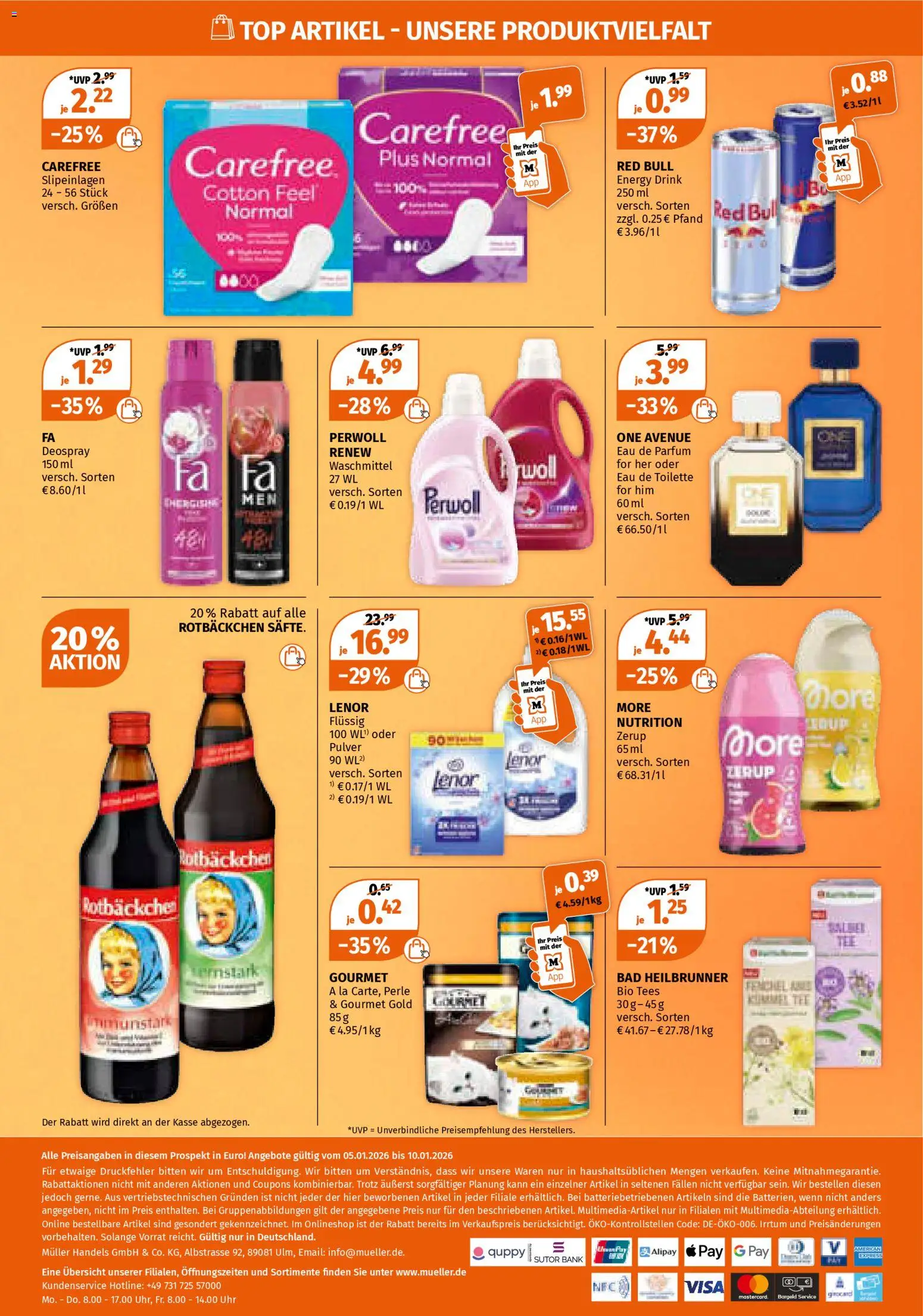 Müller Prospekt 	 – gültig ab 05.01.2026 | Seite: 30 | Produkte: Lenor, Red bull, Deodorant, Tee