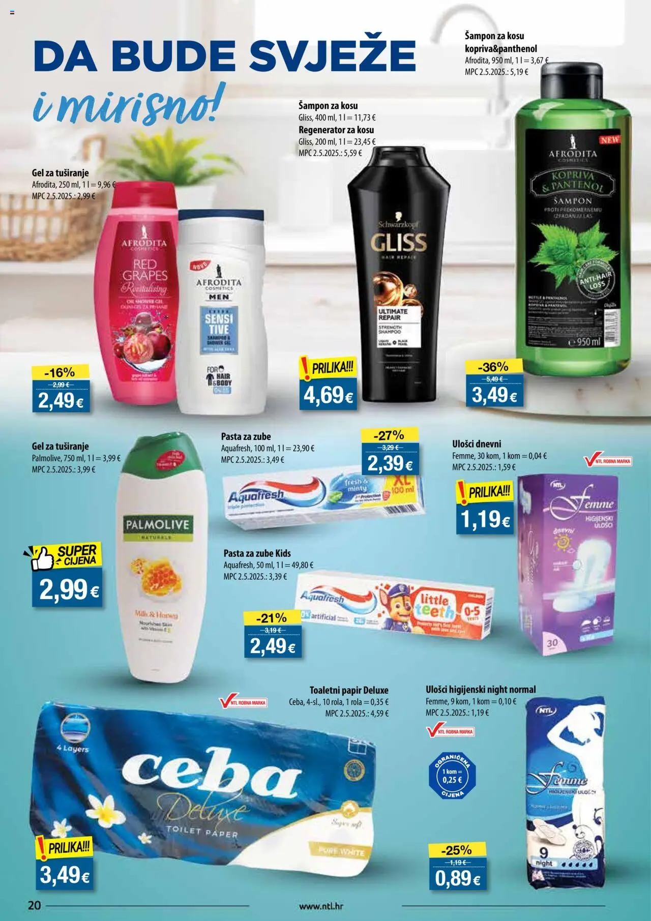NTL katalog | vrijedi od 10.09.2025 | Stranica: 20 | Proizvodi: Šampon, Pasta za zube, Toaletni papir, Pasta