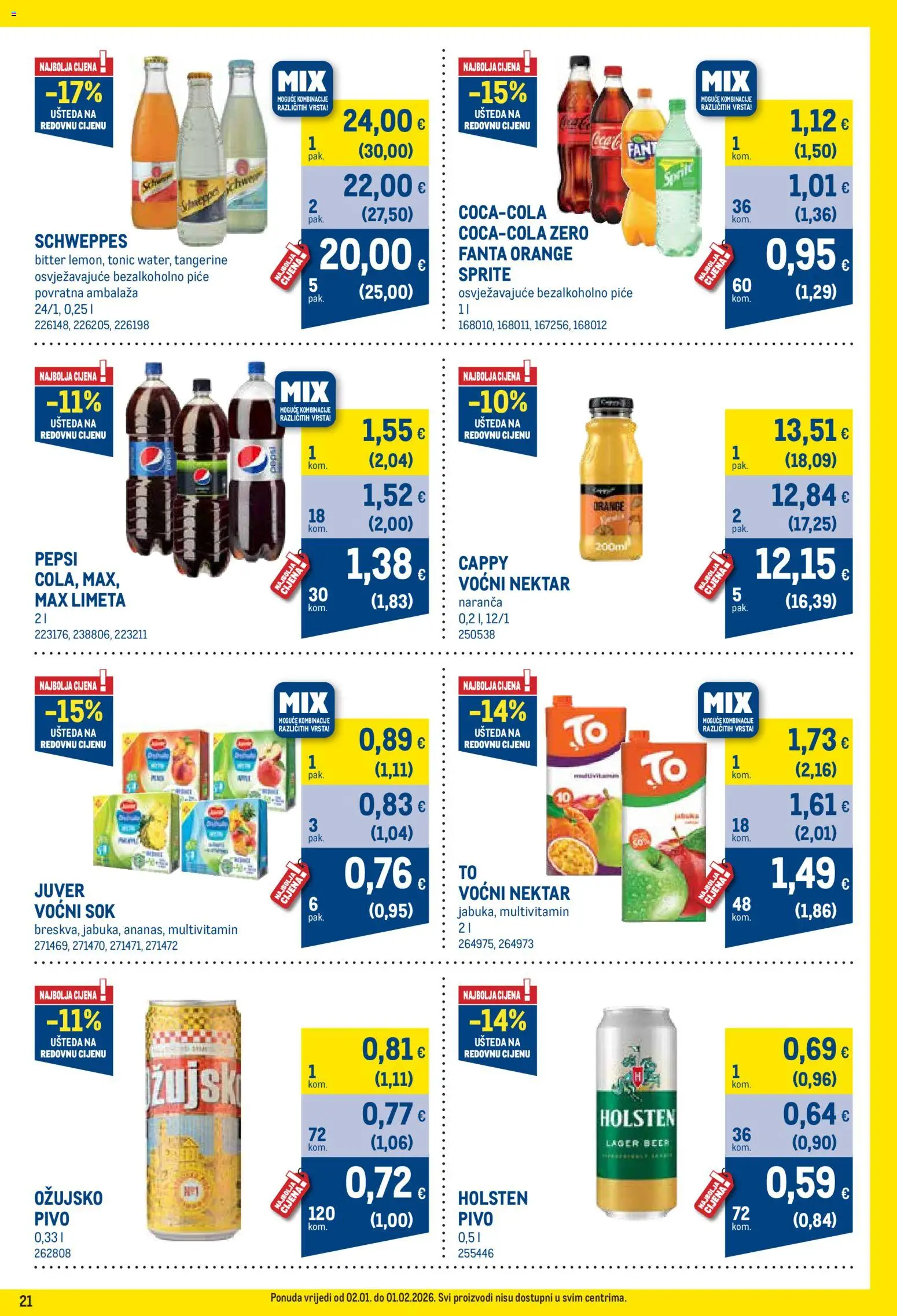 Metro katalog | vrijedi od 02.01.2026 | Stranica: 21 | Proizvodi: Sprite, Pepsi, Sok, Pivo