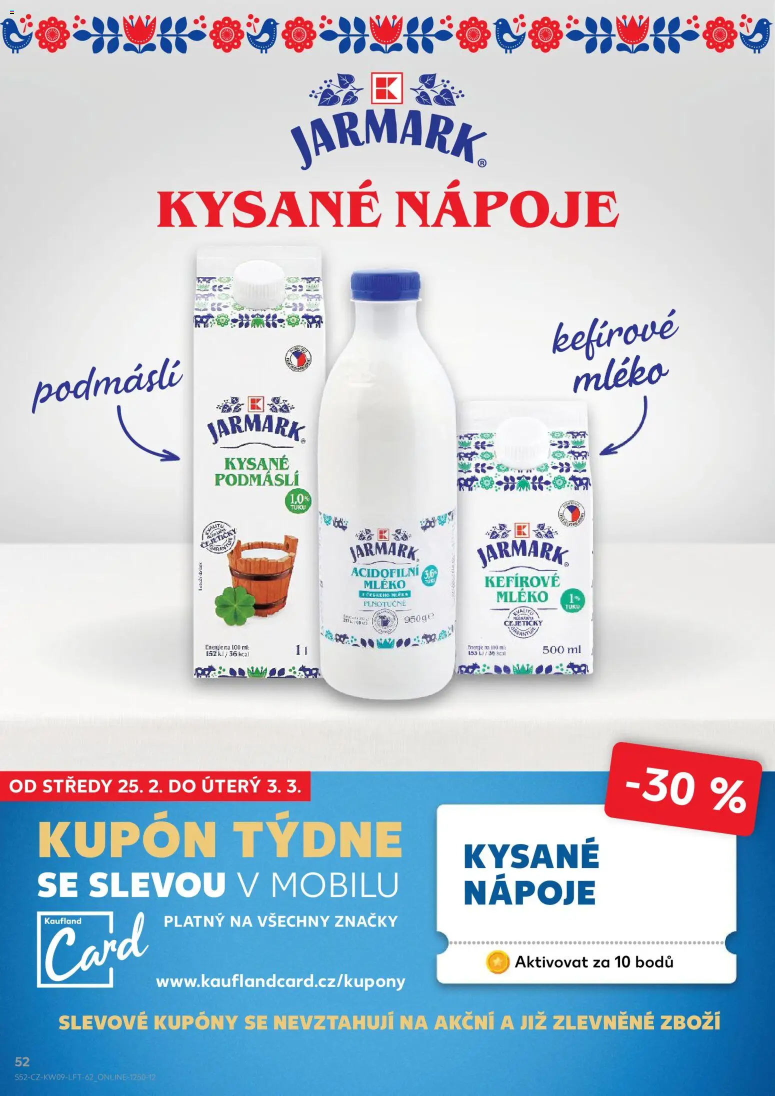 Kaufland leták - Plzeň Bory od 25.02.2026 | Strana: 52 | Produkty: Kefír, Mléko, Acidofilní mléko, Podmáslí