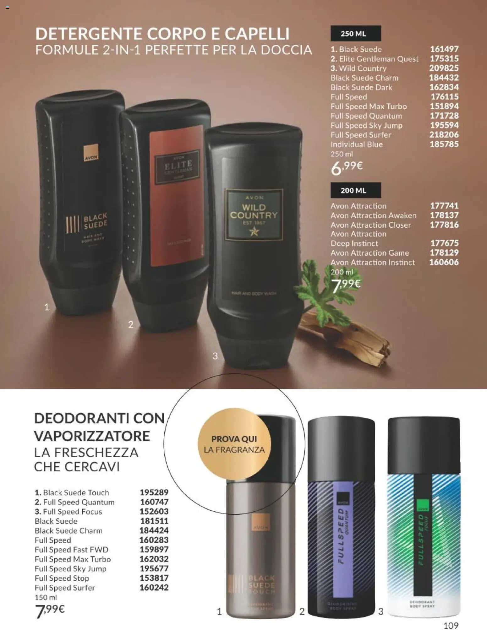 Volantino Avon del 01.04.2026 | Pagina: 109 | Prodotti: Detergente, Doccia, Fragranza