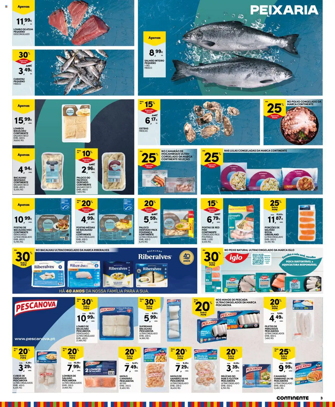 Continente - Madeira │ válido de 12.08.2025 | Página: 3 | Produtos: Ostras, Polvo, Camarão, Peixe