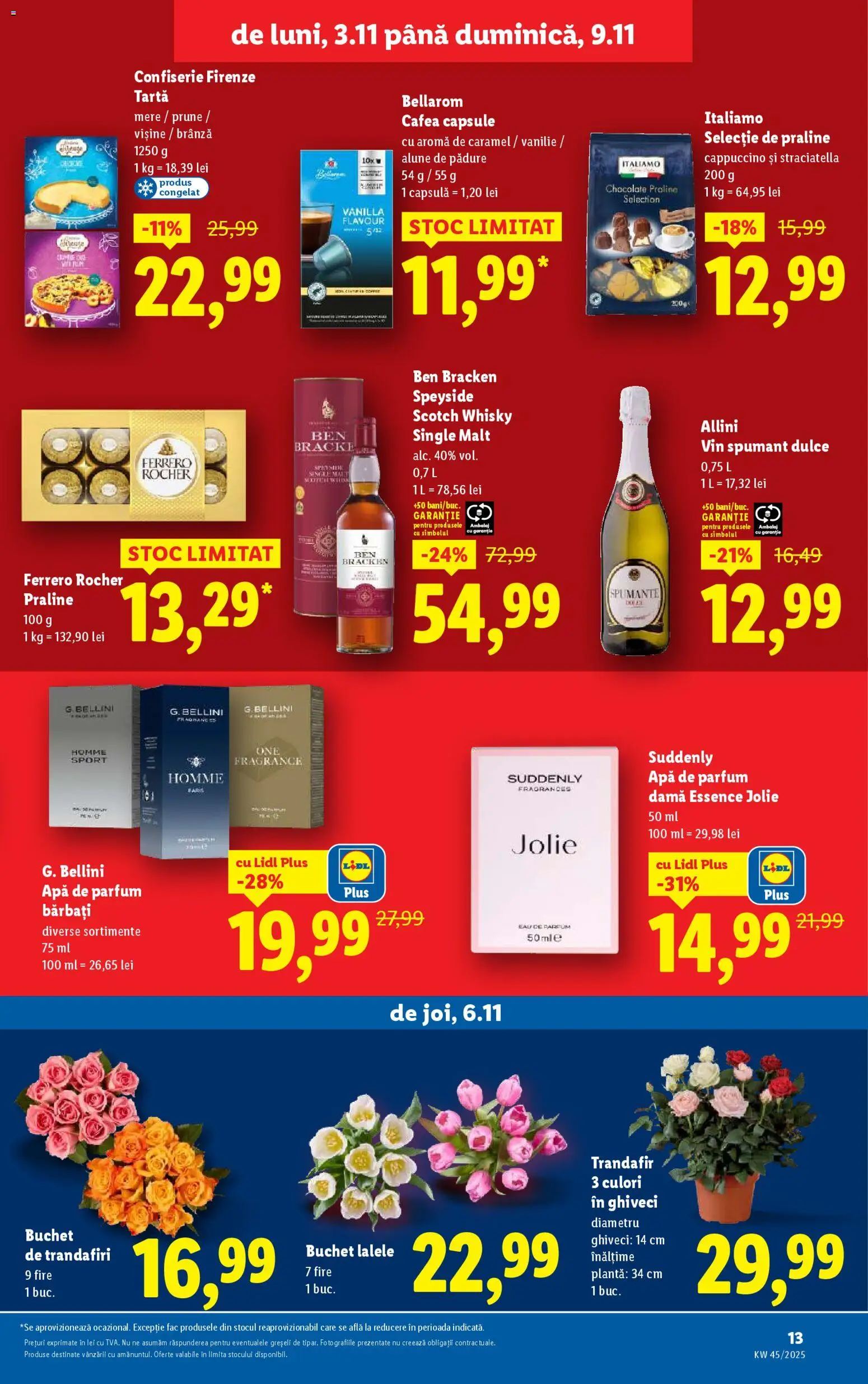 Noul catalog Lidl – valabil de la 03.11.2025 | Pagină: 13 | Produse: Trandafir, Ghiveci, Soda, Vin