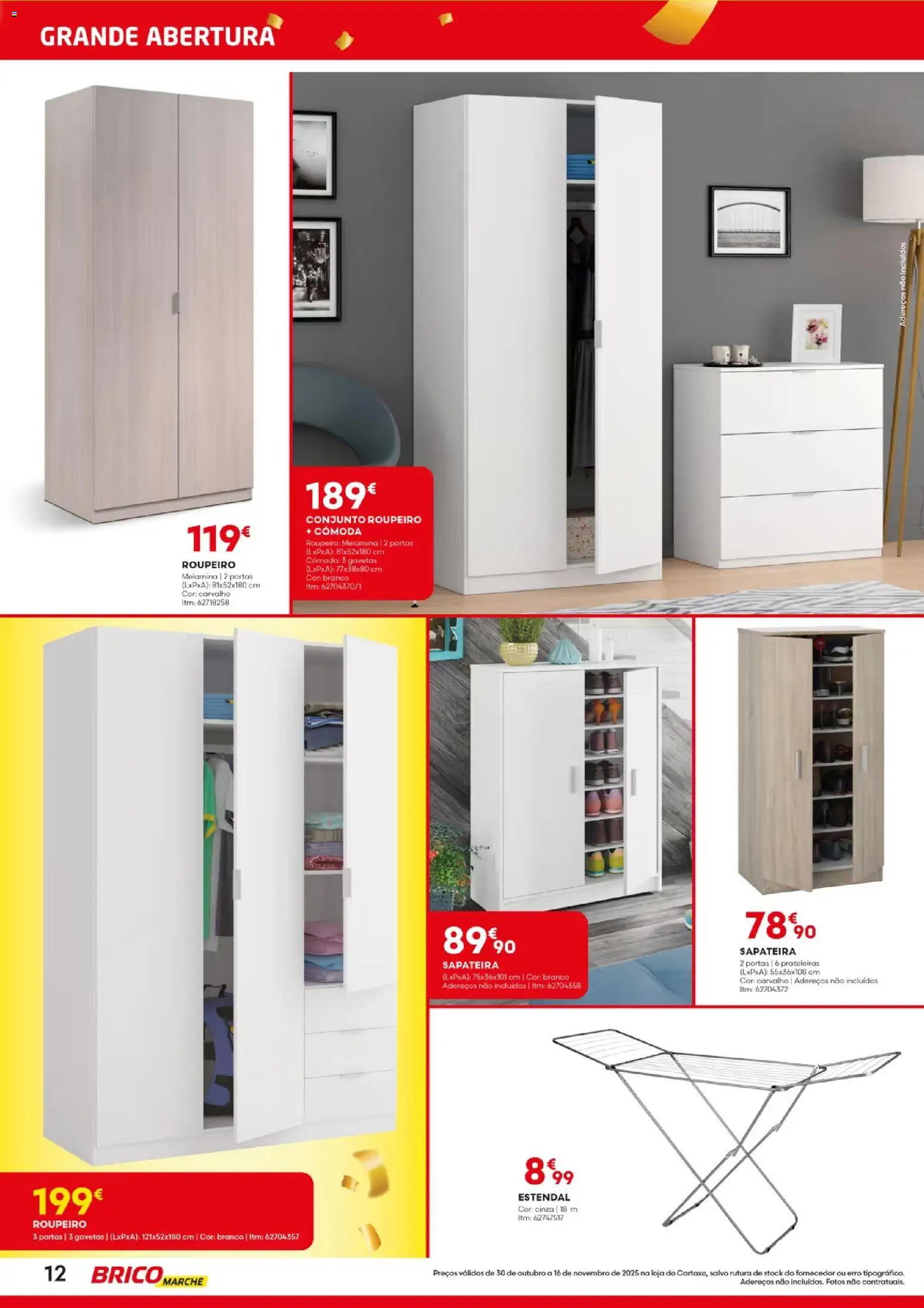 BricoMarché - Folheto Abertura Cartaxo │ válido de 30.10.2025 | Página: 12 | Produtos: Roupeiro, Portas, Cómoda, Sapateira