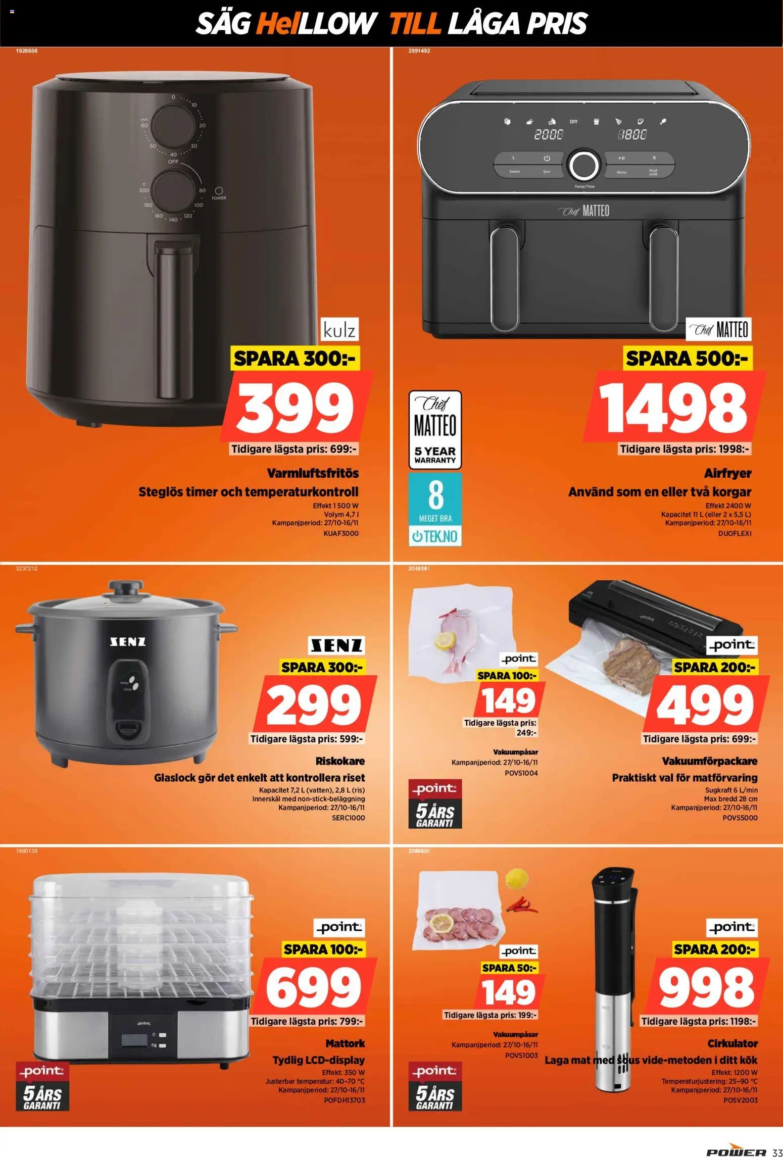 Power reklamblad aktuell från 27.10.2025 | Sida: 33 | Produkter: Såg, Ris, Airfryer, Riskokare