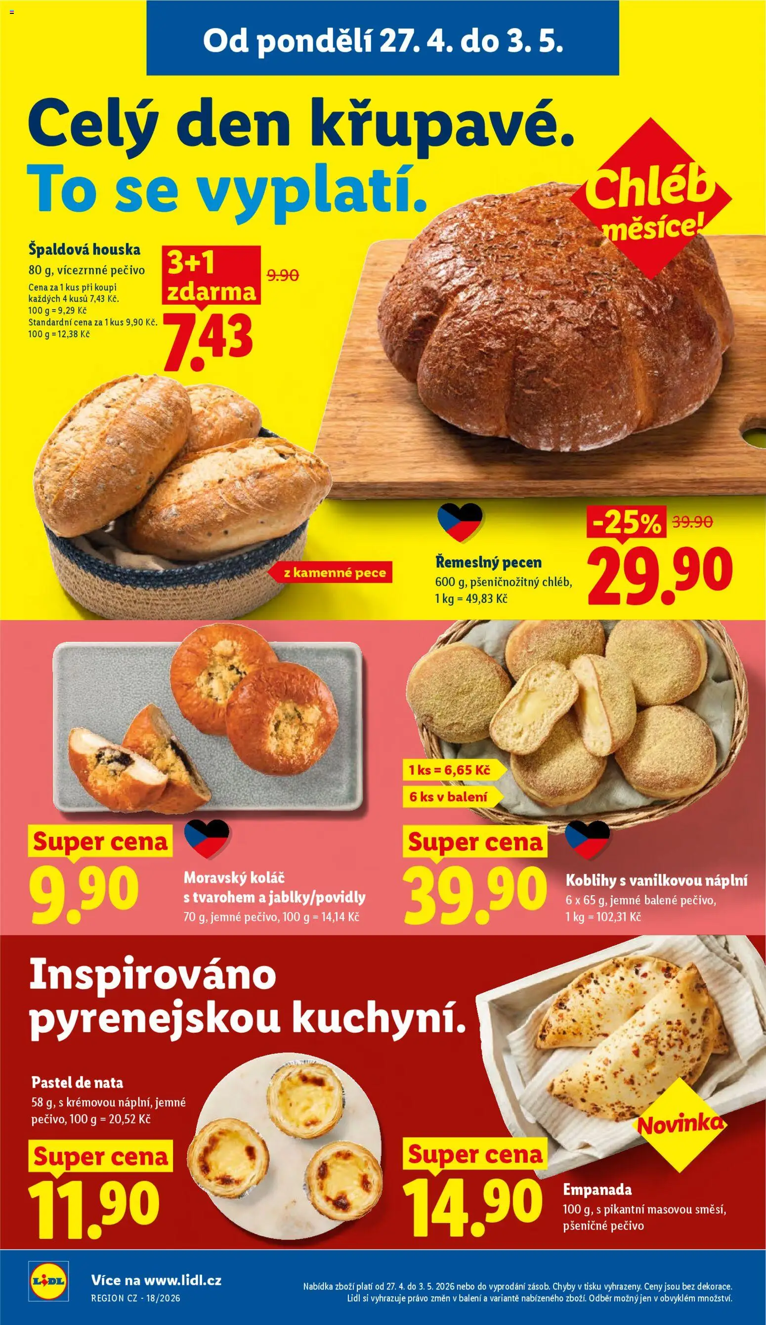 Lidl leták od 27.04.2026 | Strana: 12 | Produkty: Chléb, Pečivo