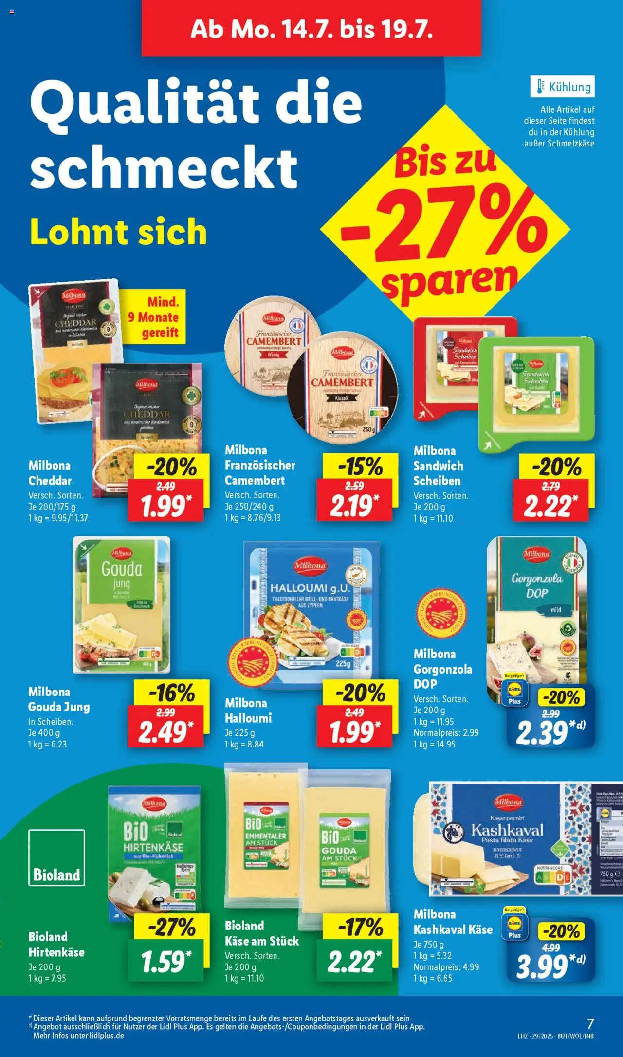 Lidl Prospekt Heppenheim - gültig ab dem 14.07.2025 | Seite: 7 | Produkte: Grill, Käse, Gouda, Pasta