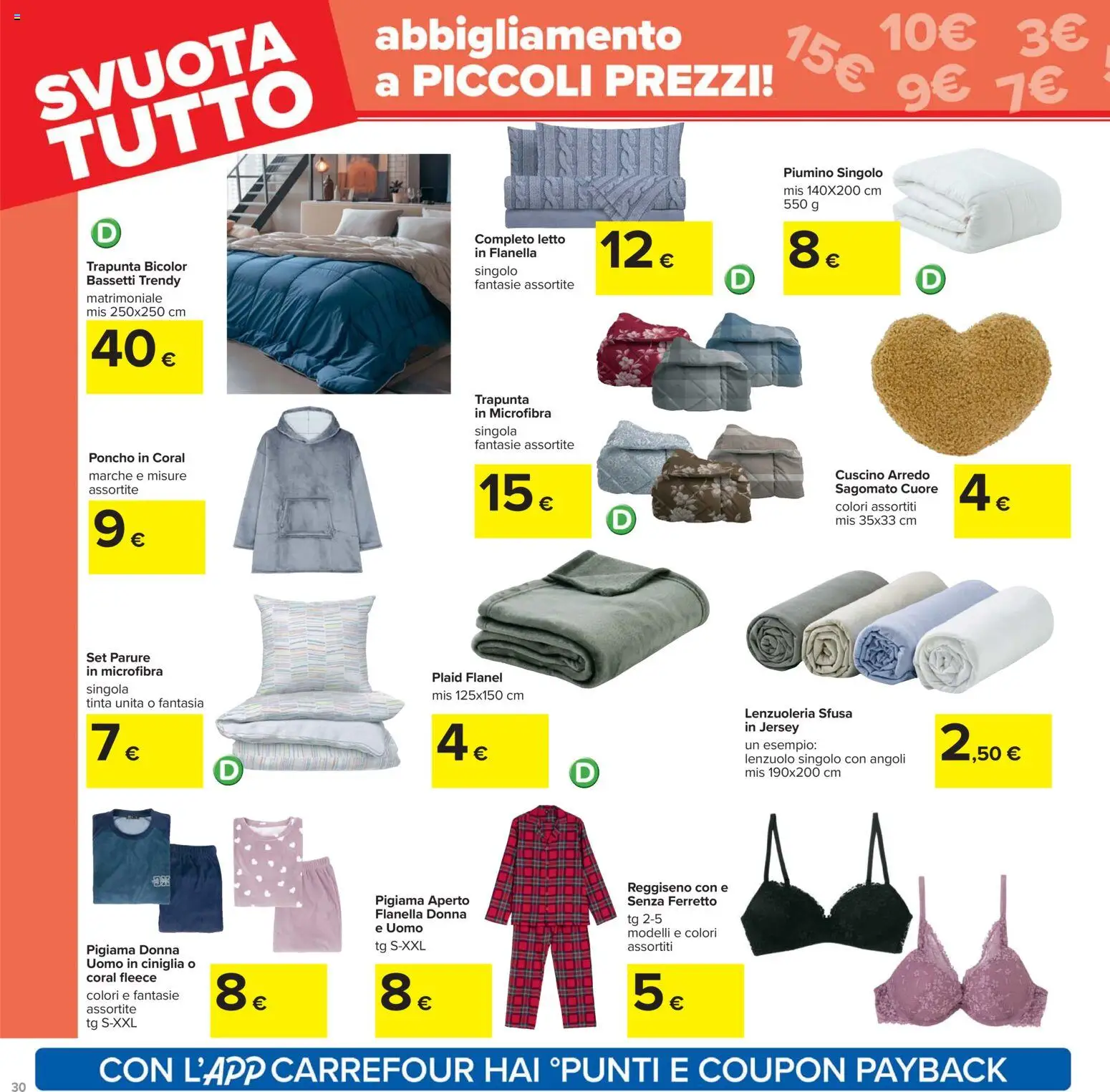 Volantino Carrefour del 27.01.2026 | Pagina: 30 | Prodotti: Plaid, Reggiseno, Trapunta, Letto