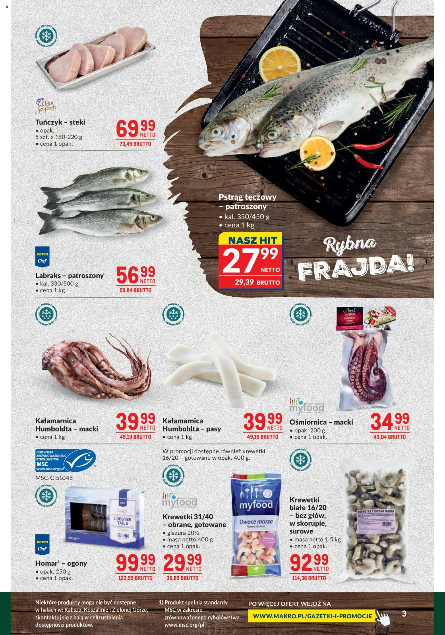 Makro gazetka - Grill-Ogród od 21.04.2026 | Strona: 3 | Produkty: Krewetki, Pstrąg, Tuńczyk, Owoce