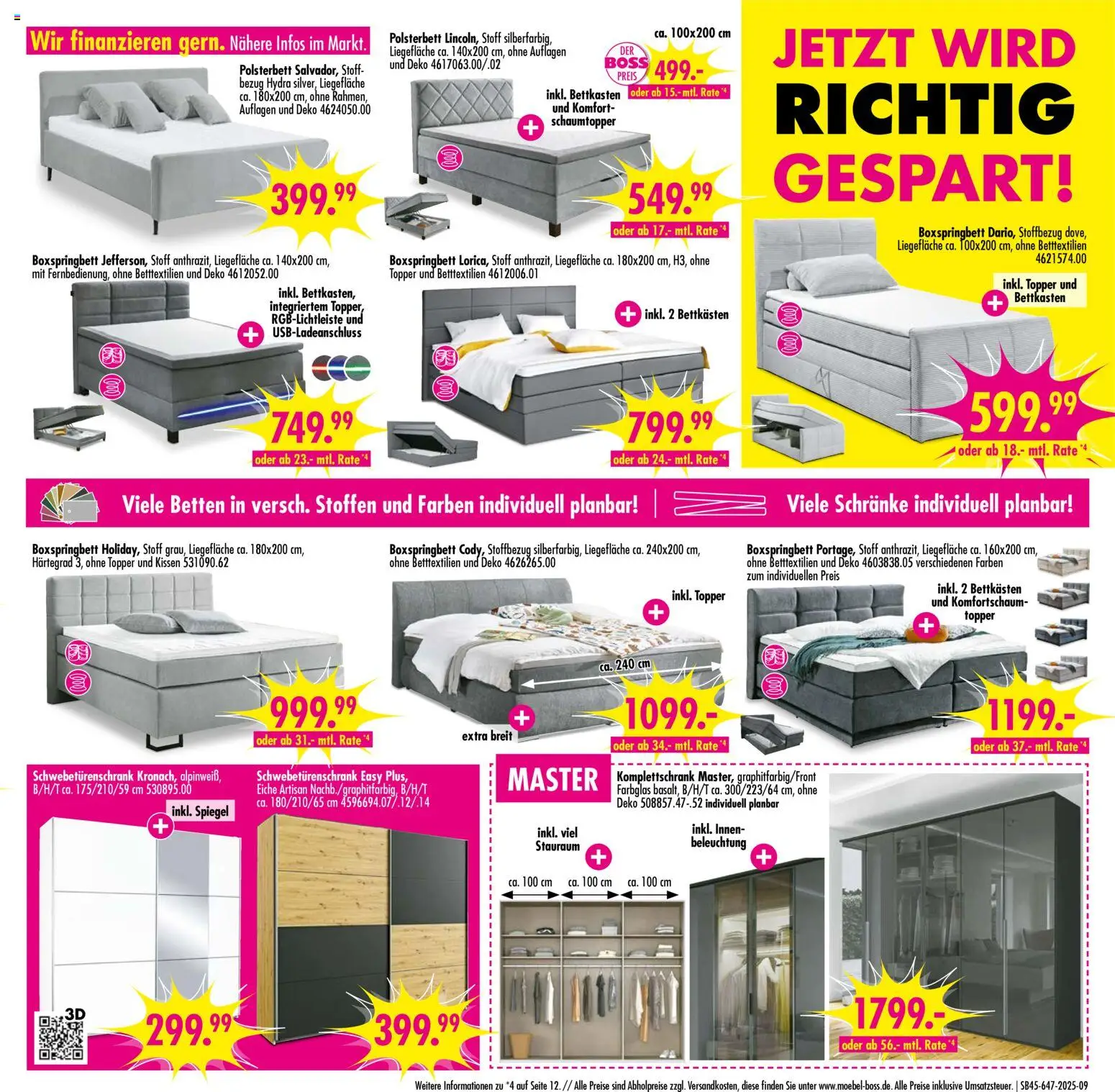 SB Möbel Boss Prospekt Neubrandenburg – gültig ab 01.11.2025 | Seite: 9 | Produkte: Kissen, Polsterbett, Topper, Spiegel