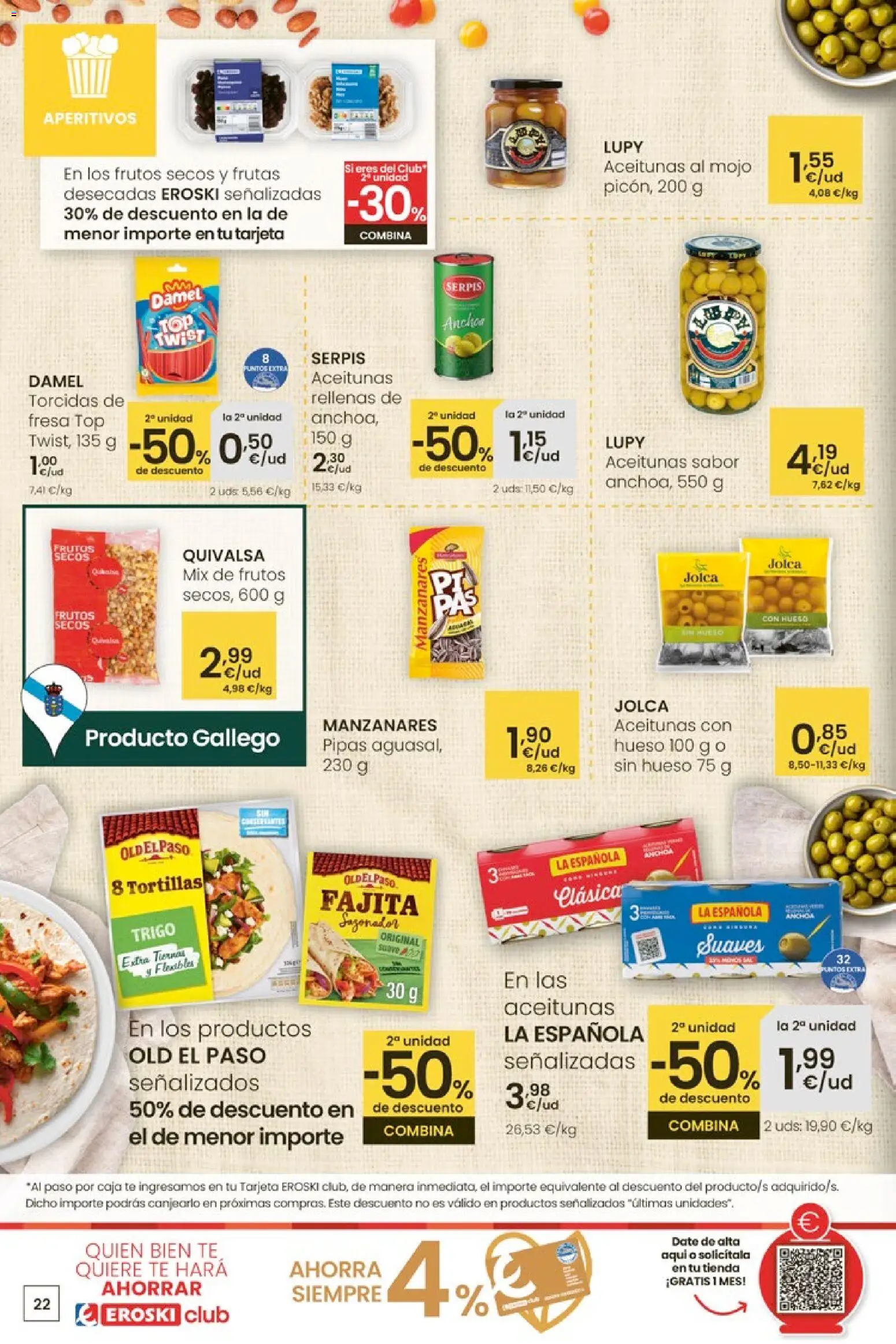 Eroski - 50 de descuento │ válido desde el 26.02.2026 | Página: 22 | Productos: Frutos secos, Té, Anchoa, Caja