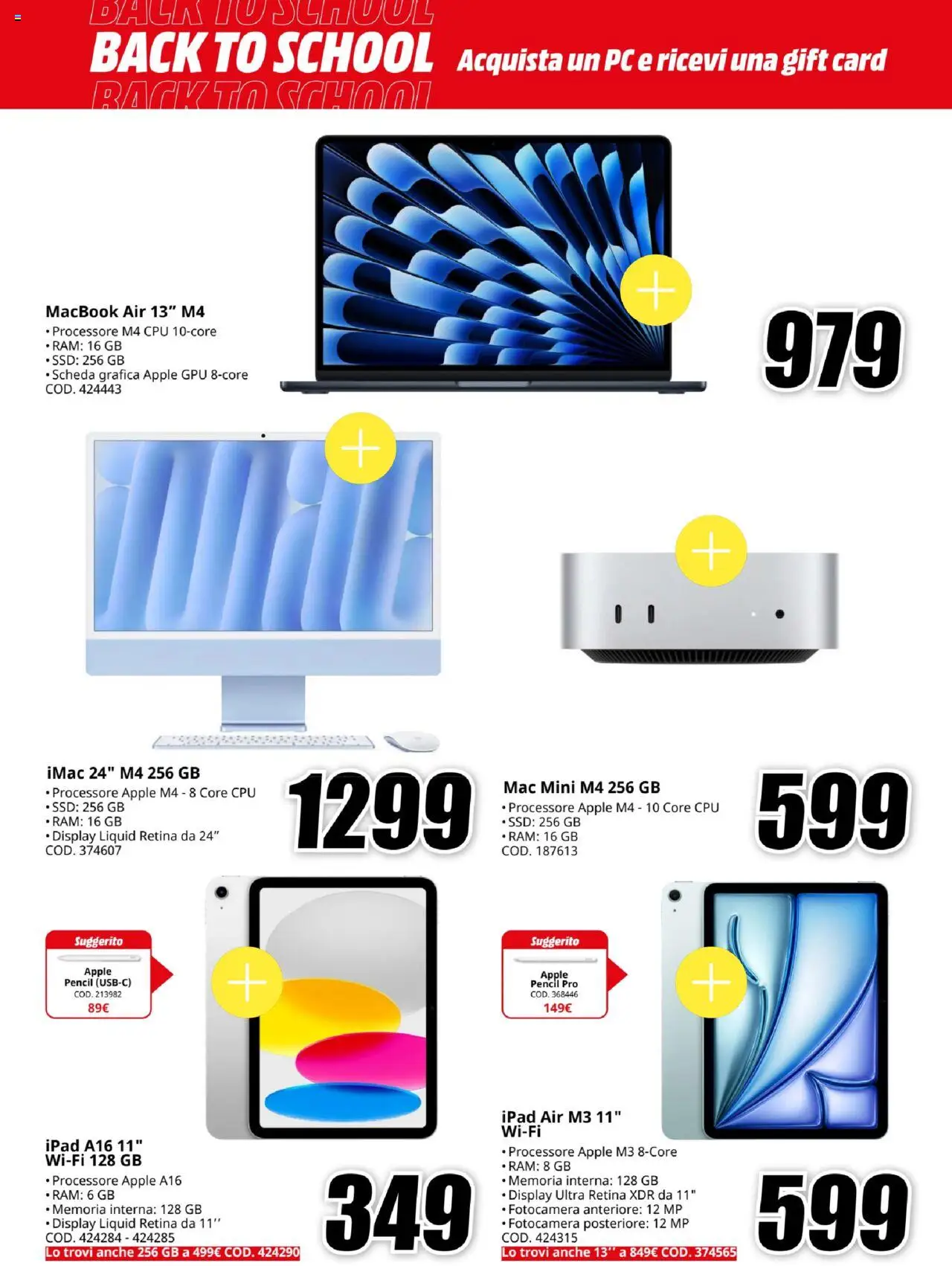 Volantino Media World del 21.08.2025 | Pagina: 10 | Prodotti: Macbook air, PC, Fotocamera, Ipad