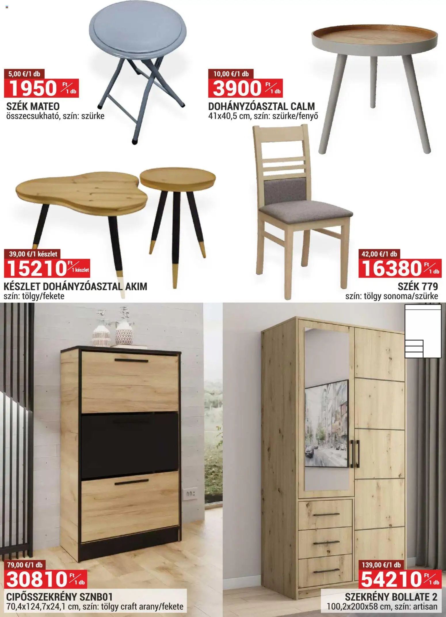 Merkury Market akciós ujság - amely érvényes a következő dátumtól: 01.04.2026 | Oldal: 14 | Termékek: Szék, Cipősszekrény, Dohányzóasztal, Szekrény