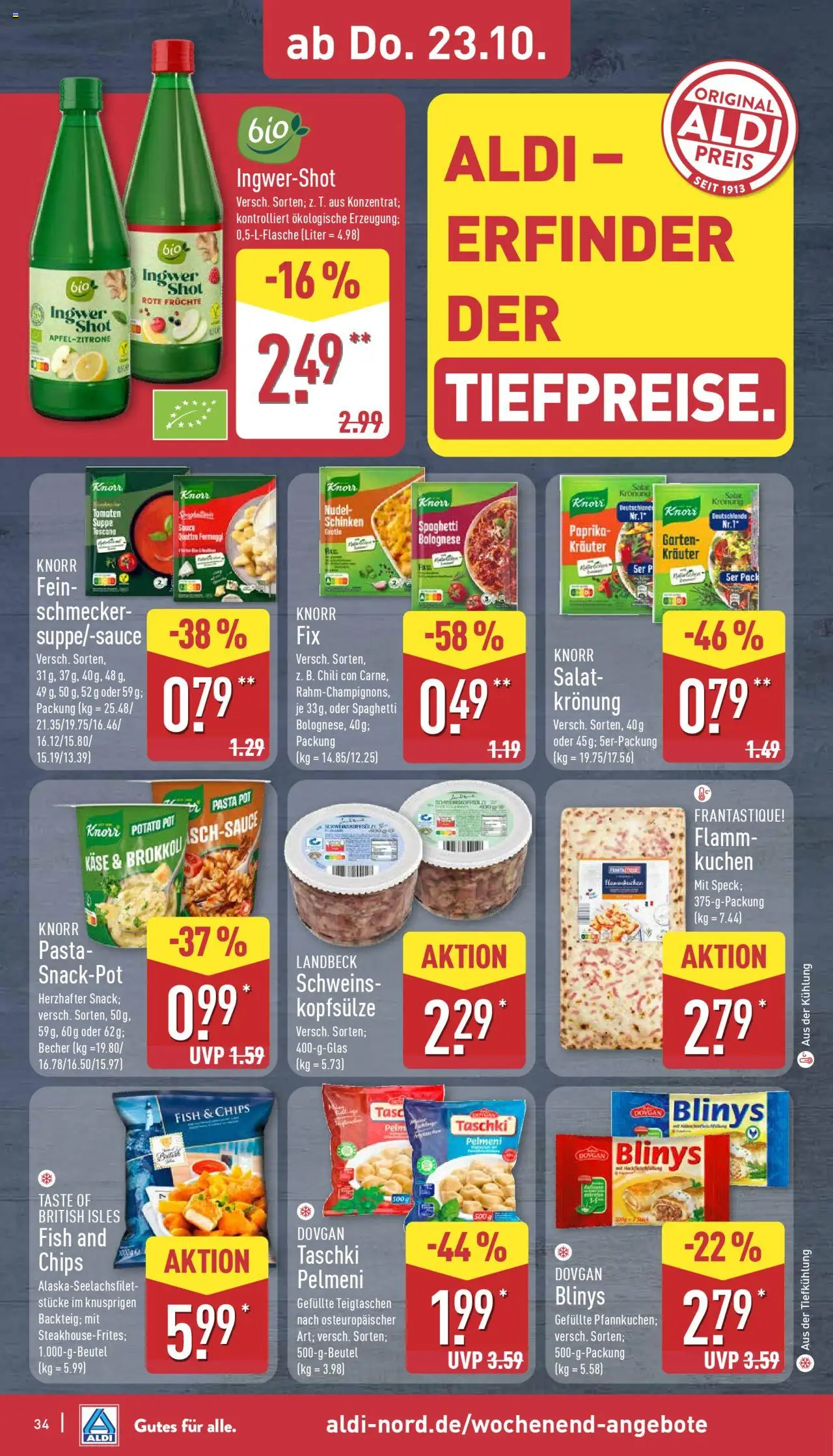Aldi Prospekt 	 – gültig ab 20.10.2025 | Seite: 34 | Produkte: Tomaten, Schinken, Kuchen, Salat