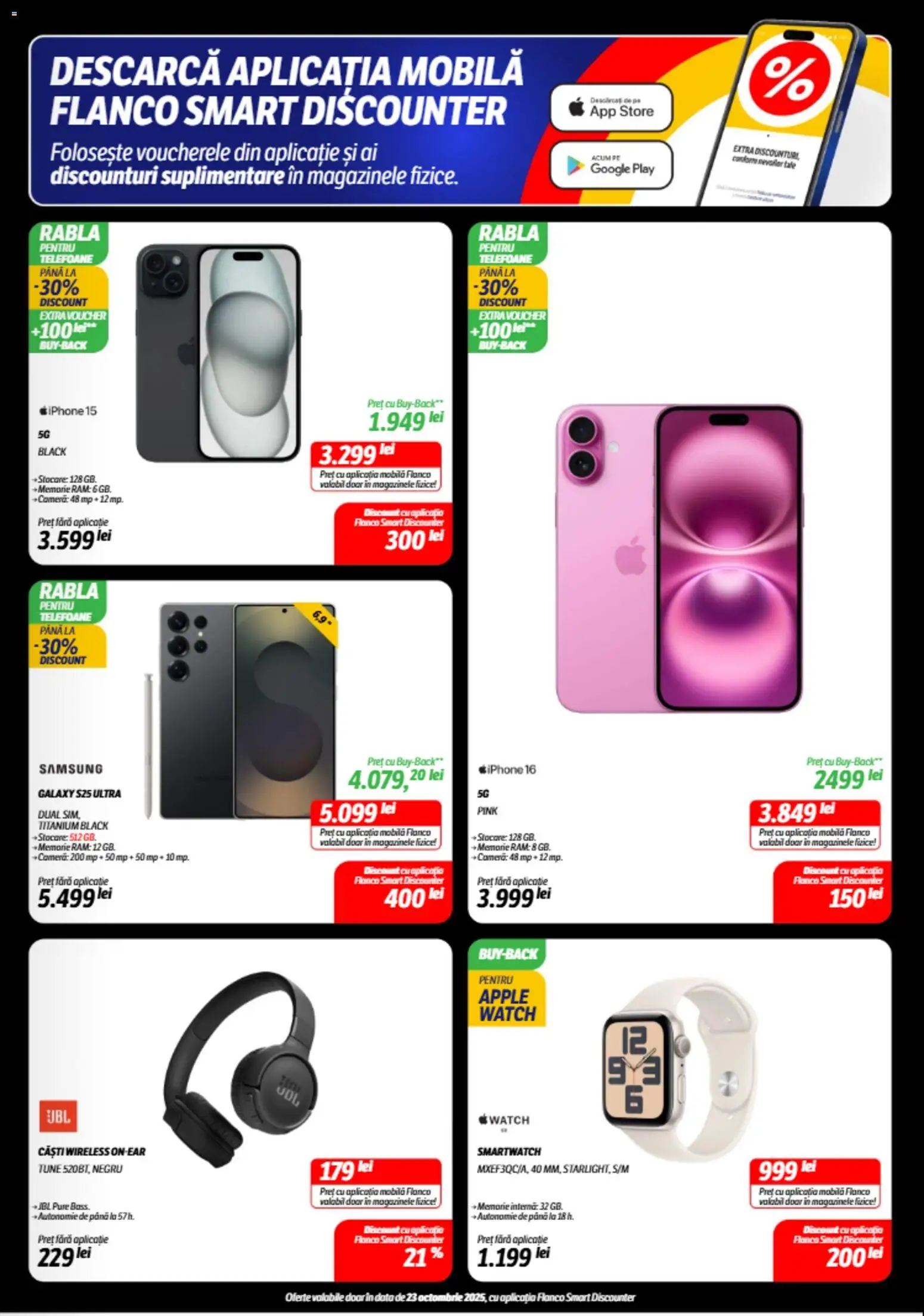 Noul catalog Flanco – valabil de la 23.10.2025 | Pagină: 3 | Produse: Memorie, Căști, Smartwatch, Apple