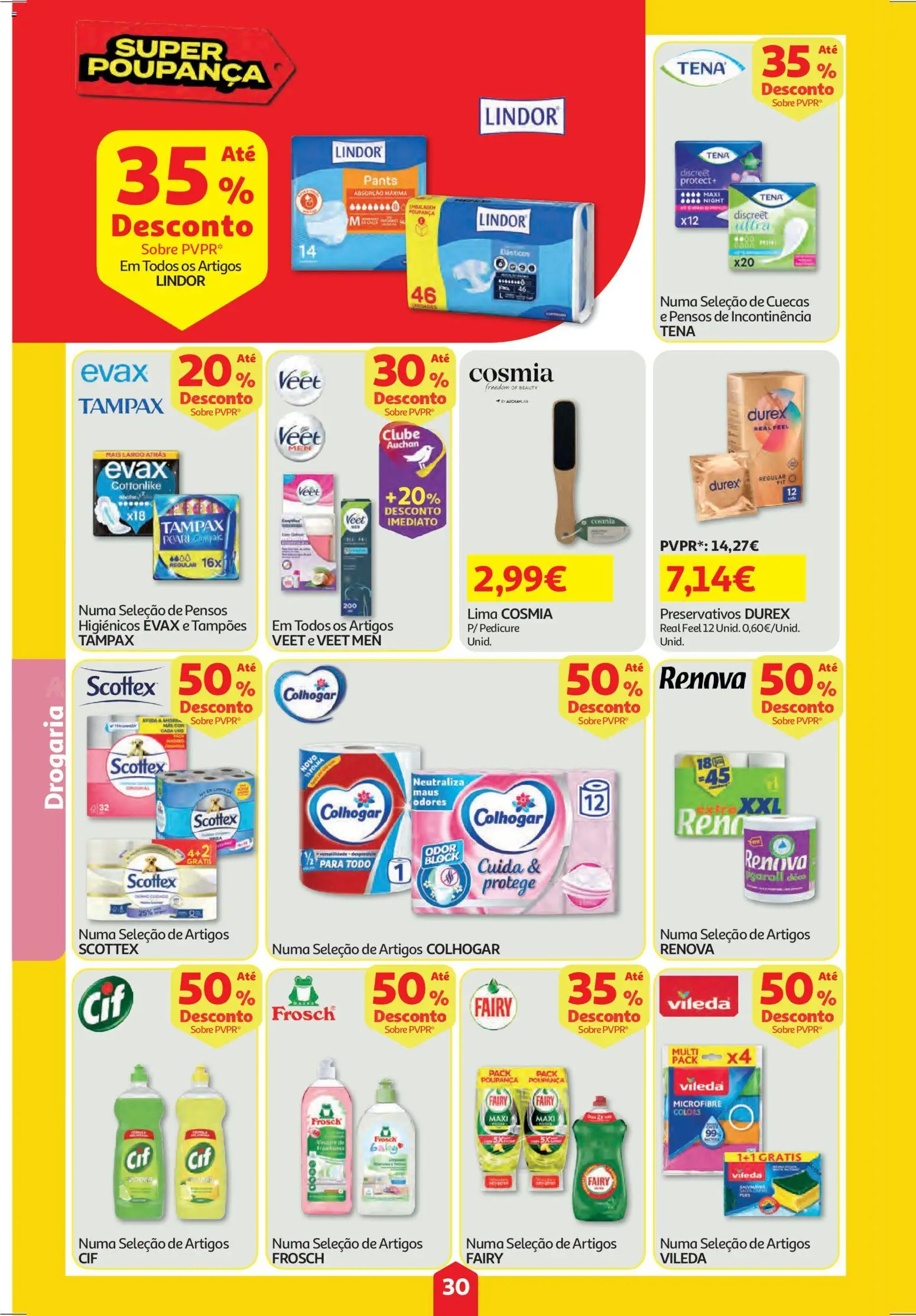 Auchan folheto │ válido de 15.01.2026 | Página: 30 | Produtos: Pensos higiénicos, Preservativos, Cuecas