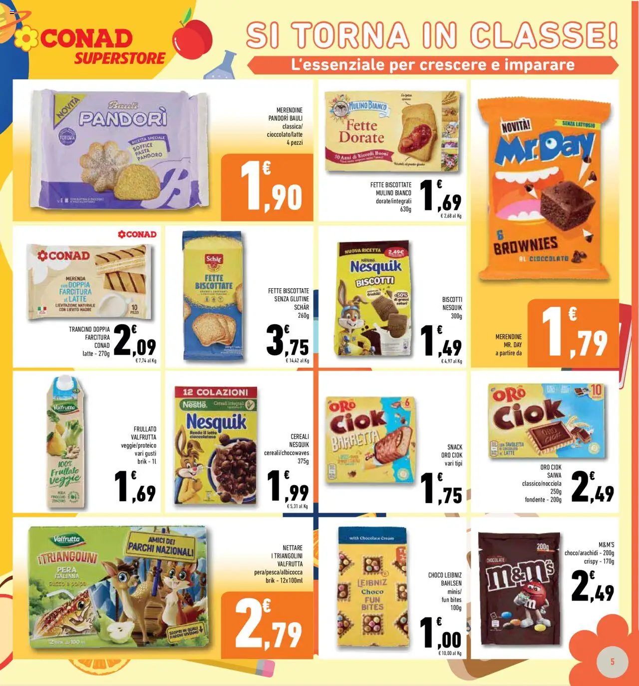 Volantino Conad del 10.09.2025 | Pagina: 5 | Prodotti: Cioccolato, Pasta, Crackers, Merendine