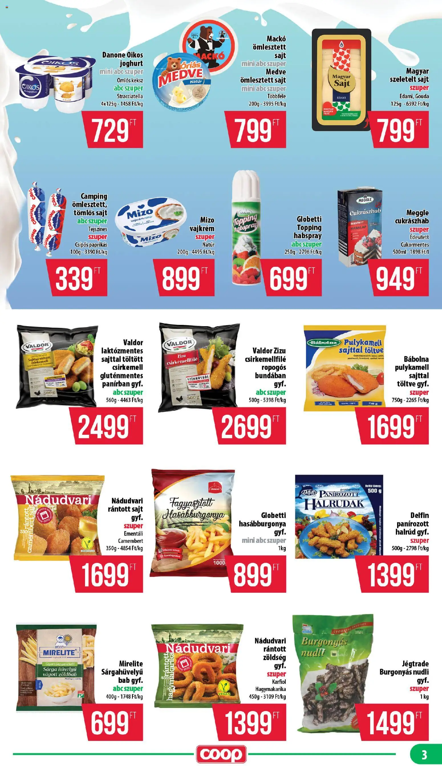 COOP akciós ujság - amely érvényes a következő dátumtól: 13.11.2025 | Oldal: 3 | Termékek: Karfiol, Sajt, Hasábburgonya, Csirkemell