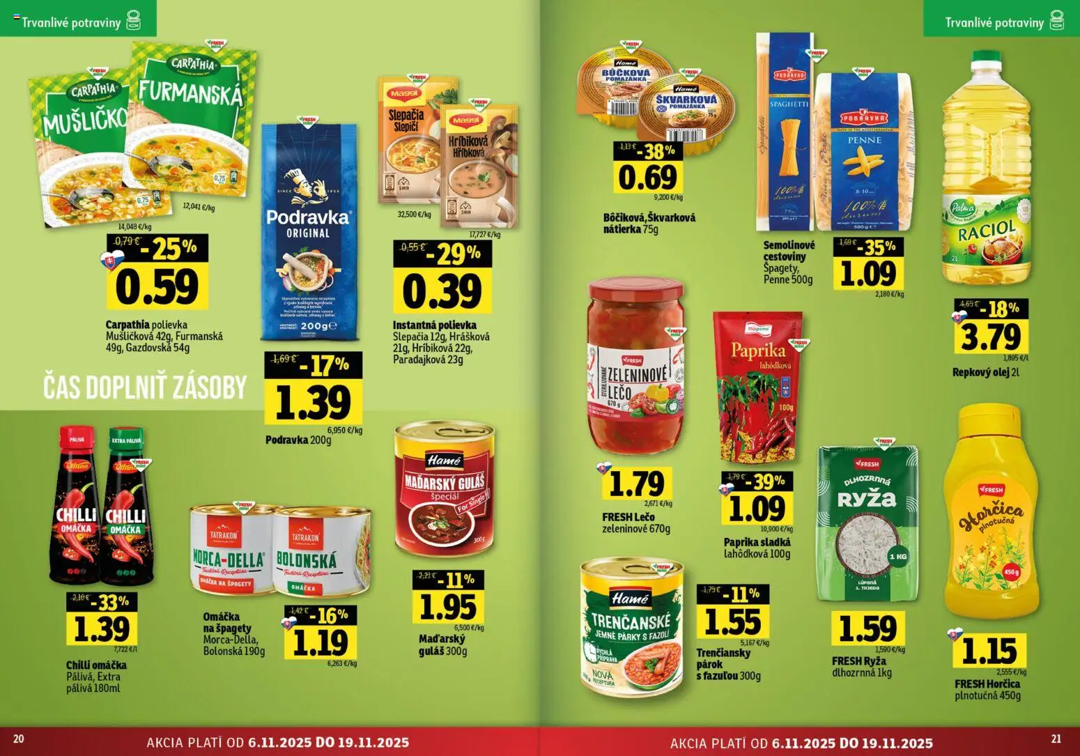 Nové Fresh akcie – leták je platný od 06.11.2025 | Strana: 11 | Produkty: Paprika, Olej, Cestoviny, Špagety