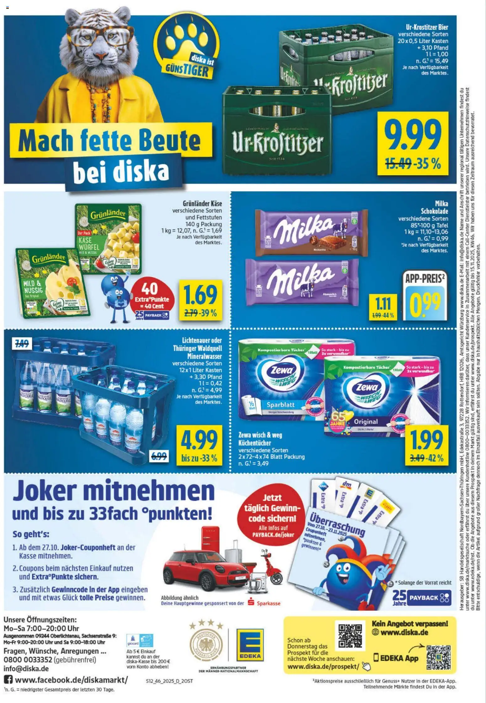 Diska - Diska Angebote Sachsen-Thüringen KW46 – gültig ab 10.11.2025 | Seite: 12 | Produkte: Schokolade, Milka, Mineralwasser, Uhr