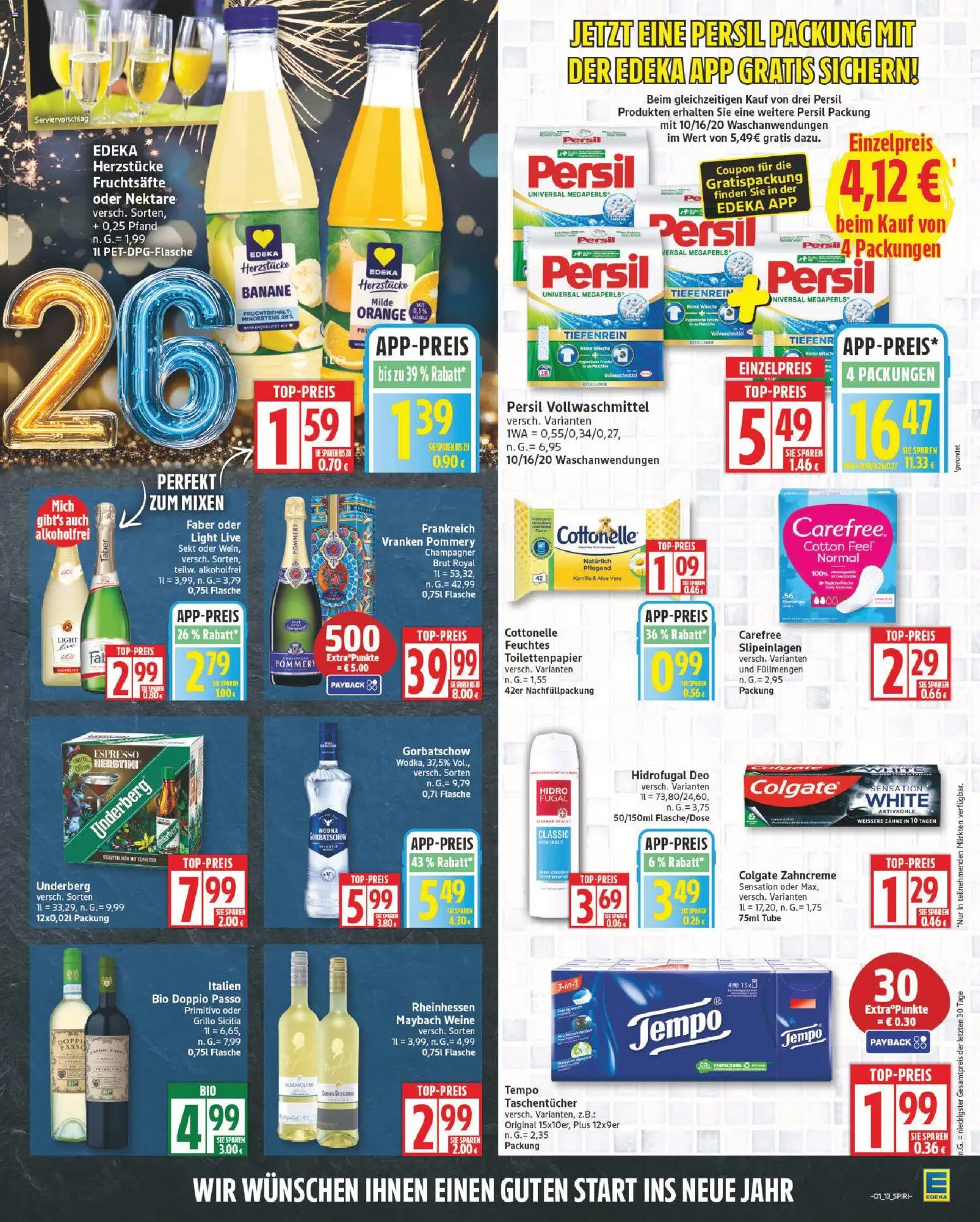 Edeka Prospekt 	 – gültig ab 29.12.2025 | Seite: 13 | Produkte: Sekt, Tempo, Persil, Feuchtes Toilettenpapier