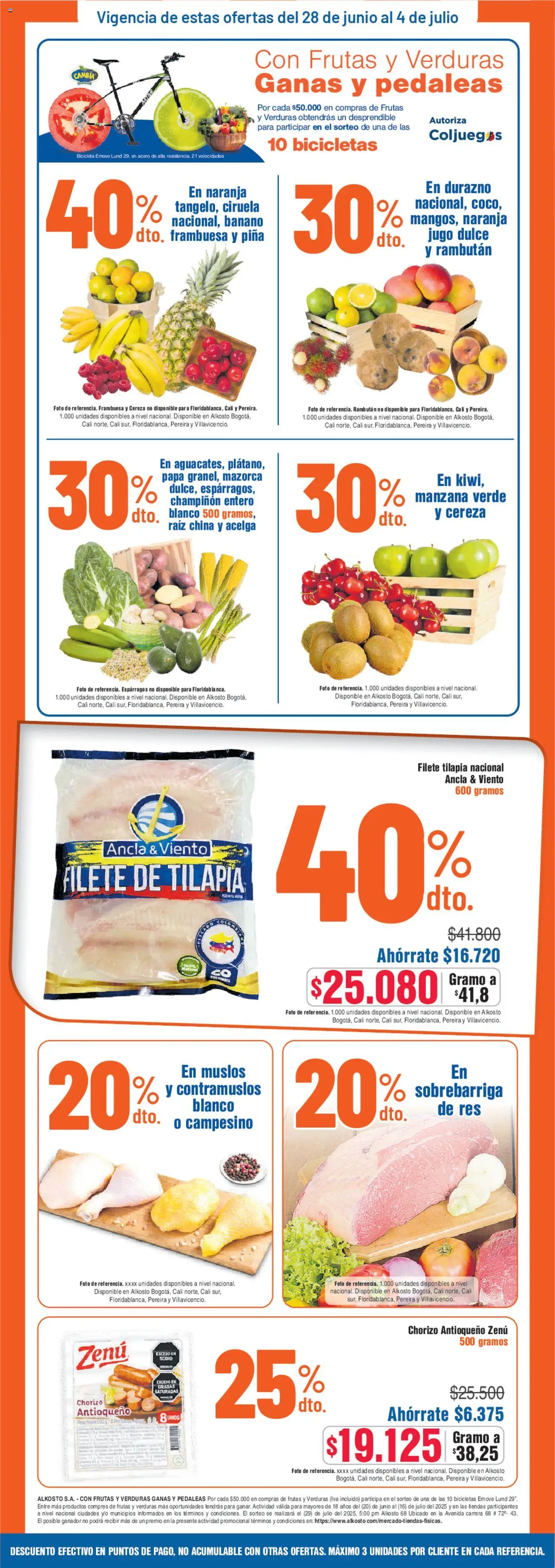Alkosto folleto │ válido desde el 28.06.2025 | Página: 2 | Productos: Bicicleta, Jugo, Manzana, Filete