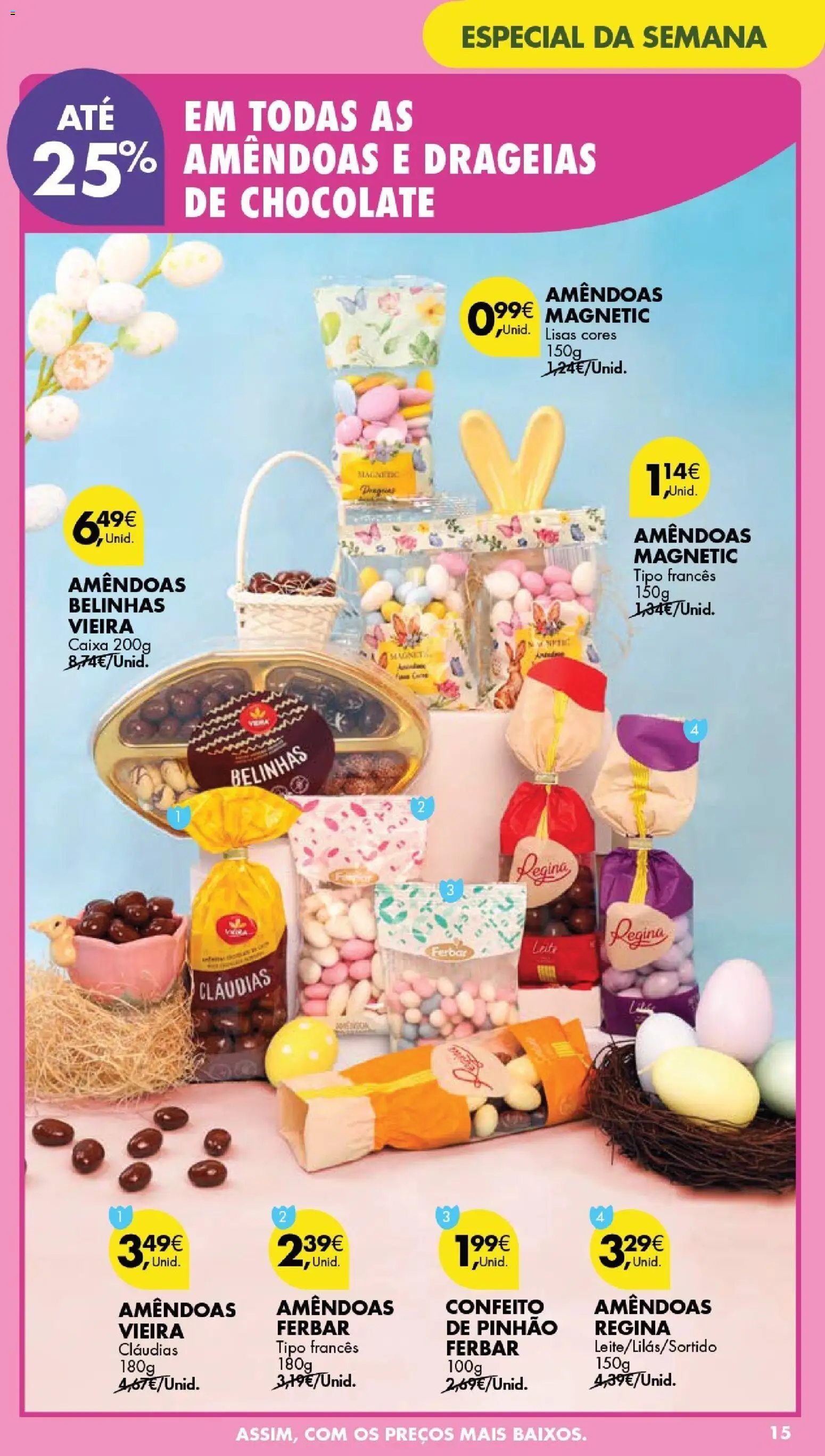 Pingo Doce Poupe este Fim de Semana │ válido de 27.03.2026 | Página: 15 | Produtos: Amêndoas, Caixa, Chocolate