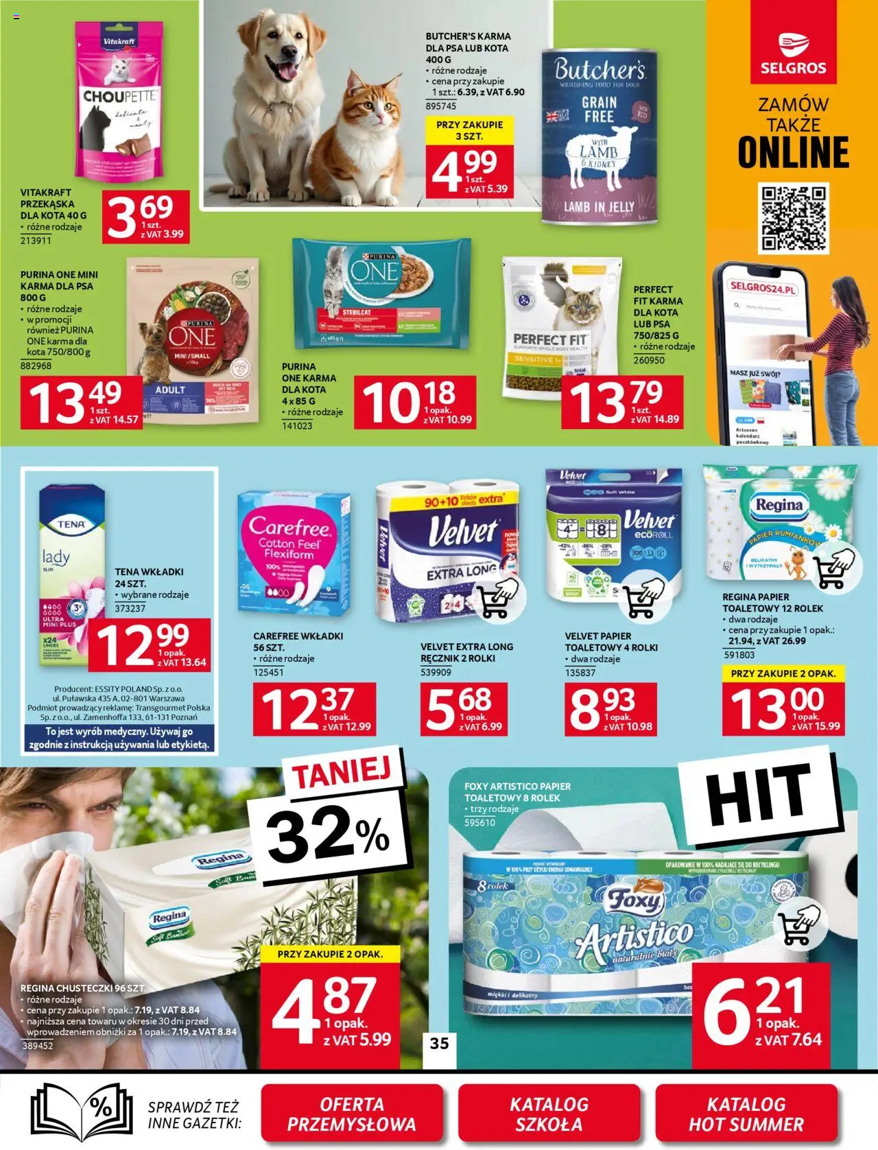 Selgros cash&carry Gazetka od 14.08.2025 | Strona: 35 | Produkty: Papier toaletowy, Rolki, Karma dla psa, Body