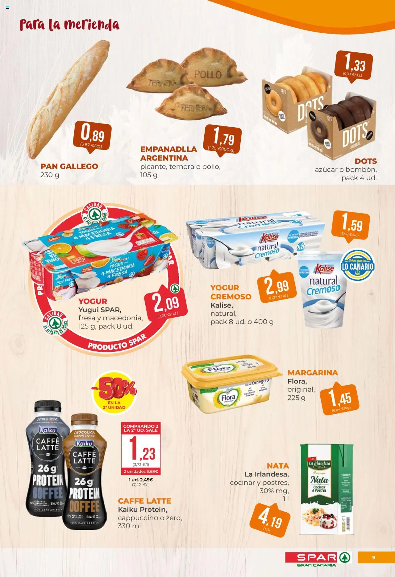 Spar folleto │ válido desde el 08.08.2025 | Página: 9 | Productos: Yogur, Pan, Café, Margarina