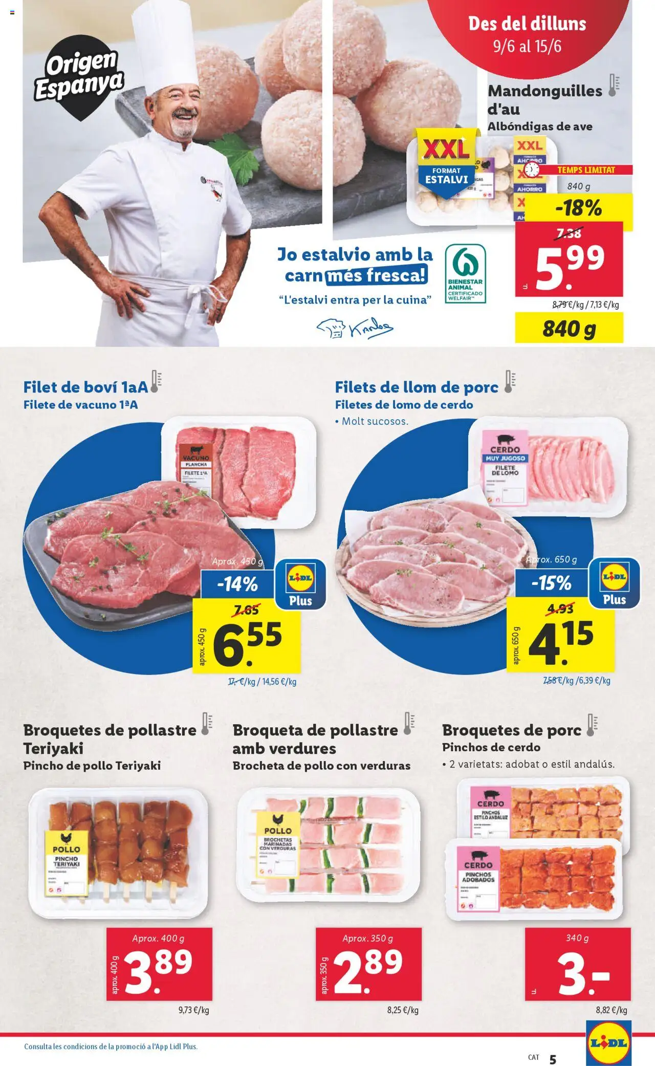 Lidl catálogo BCN │ válido desde el 09.06.2025 | Página: 5 | Productos: Cerdo, Plancha, Filete