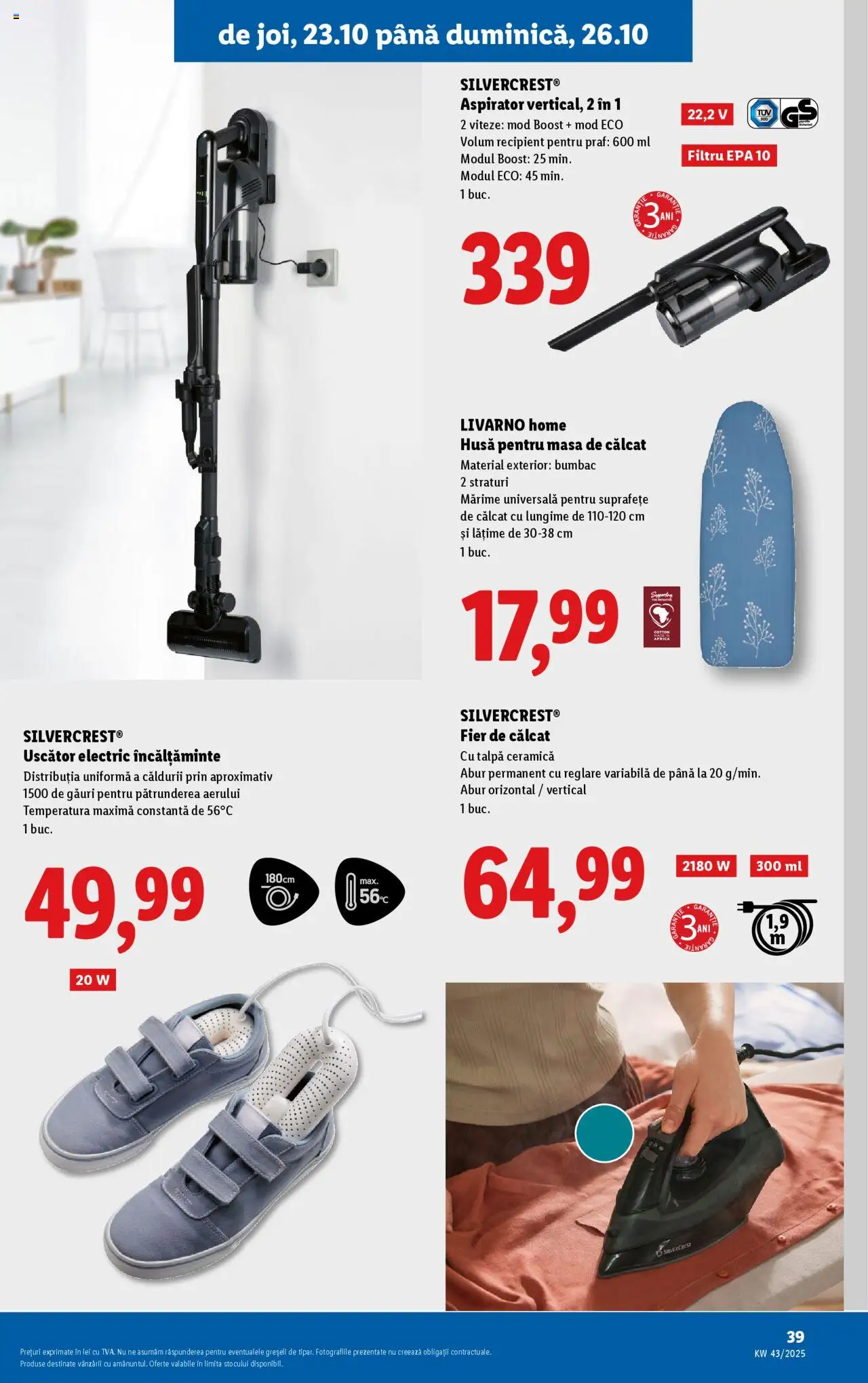 Noul catalog Lidl – valabil de la 20.10.2025 | Pagină: 17 | Produse: Fier de călcat, Uscător, Masă, Masă de călcat