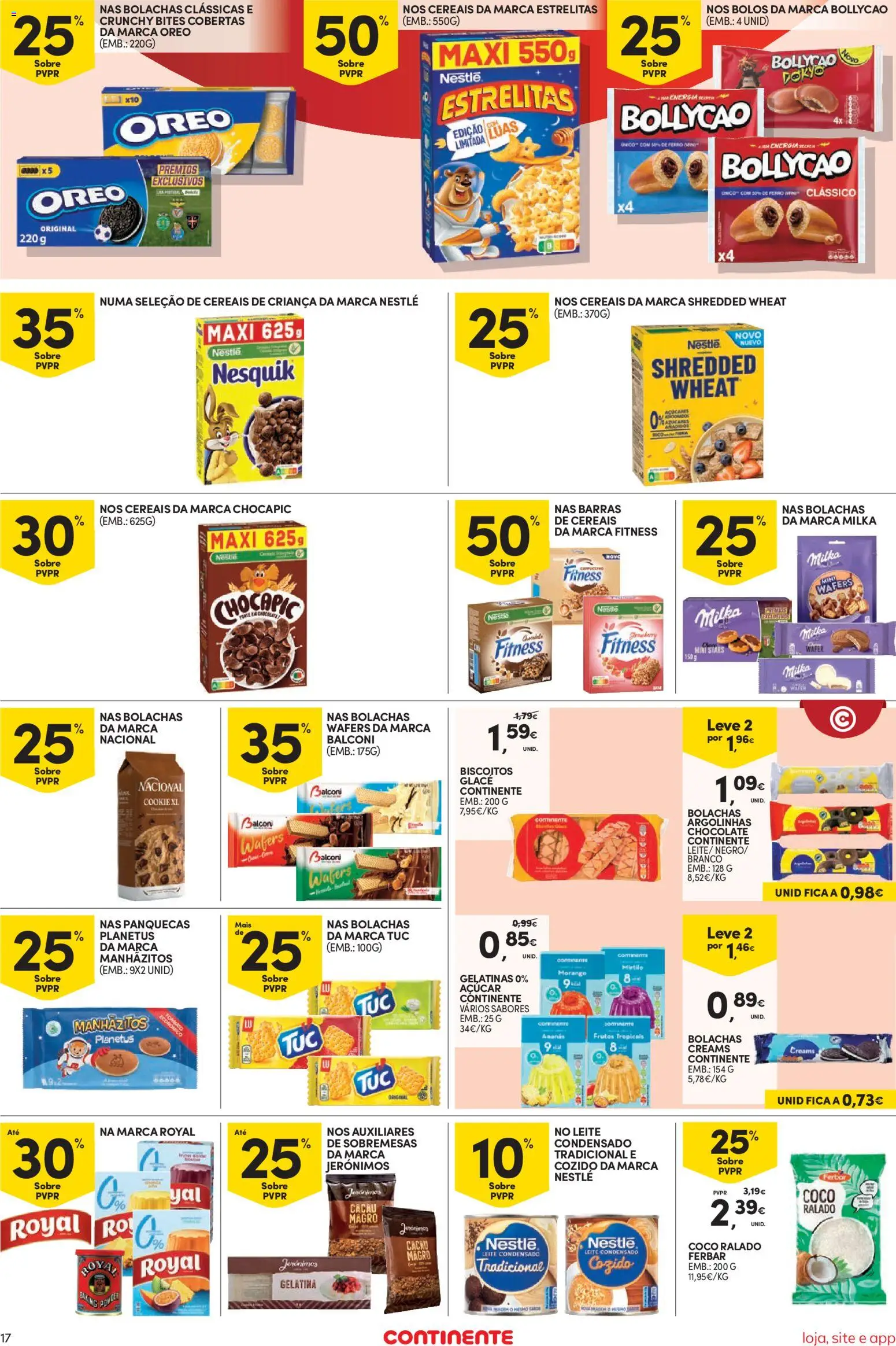 Continente Semanal Continente Bom Dia │ válido de 25.11.2025 | Página: 17 | Produtos: Barras de cereais, Ferro, Milka bolachas, Leite condensado