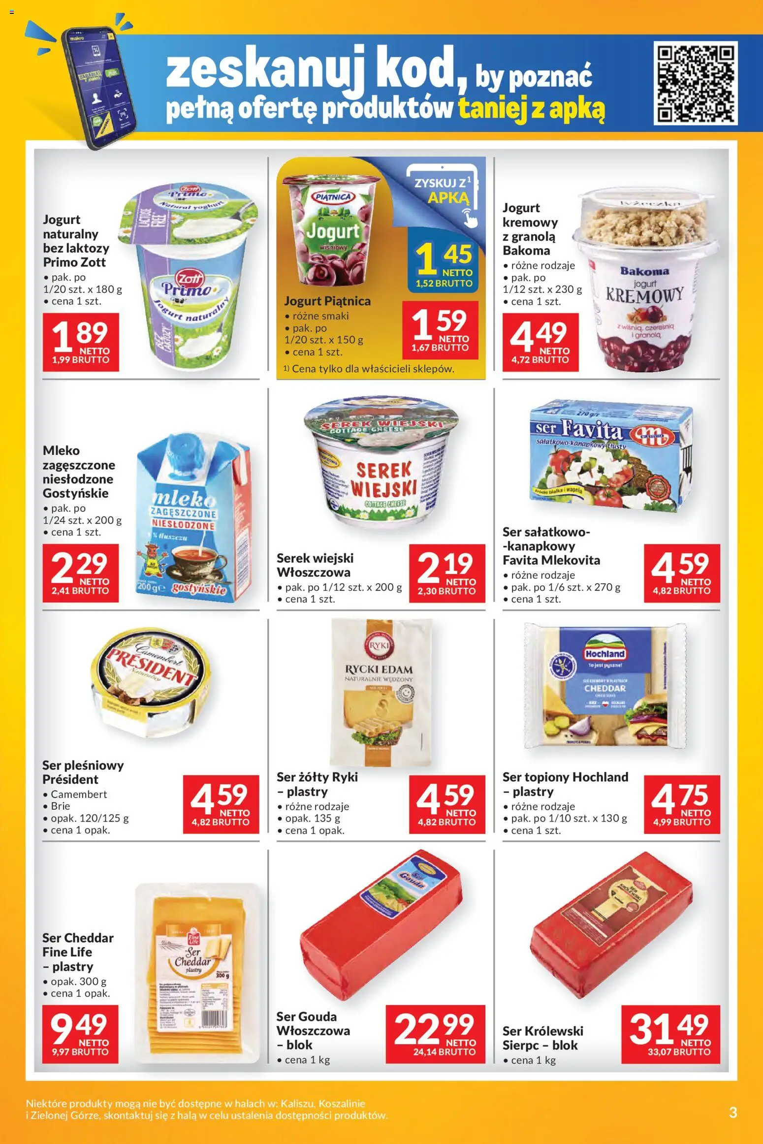 Makro Gazetka - Mega oferty dla Twojego Sklepu od 28.10.2025 | Strona: 3 | Produkty: Granola, Jogurt naturalny, Jogurt kremowy, Ser gouda