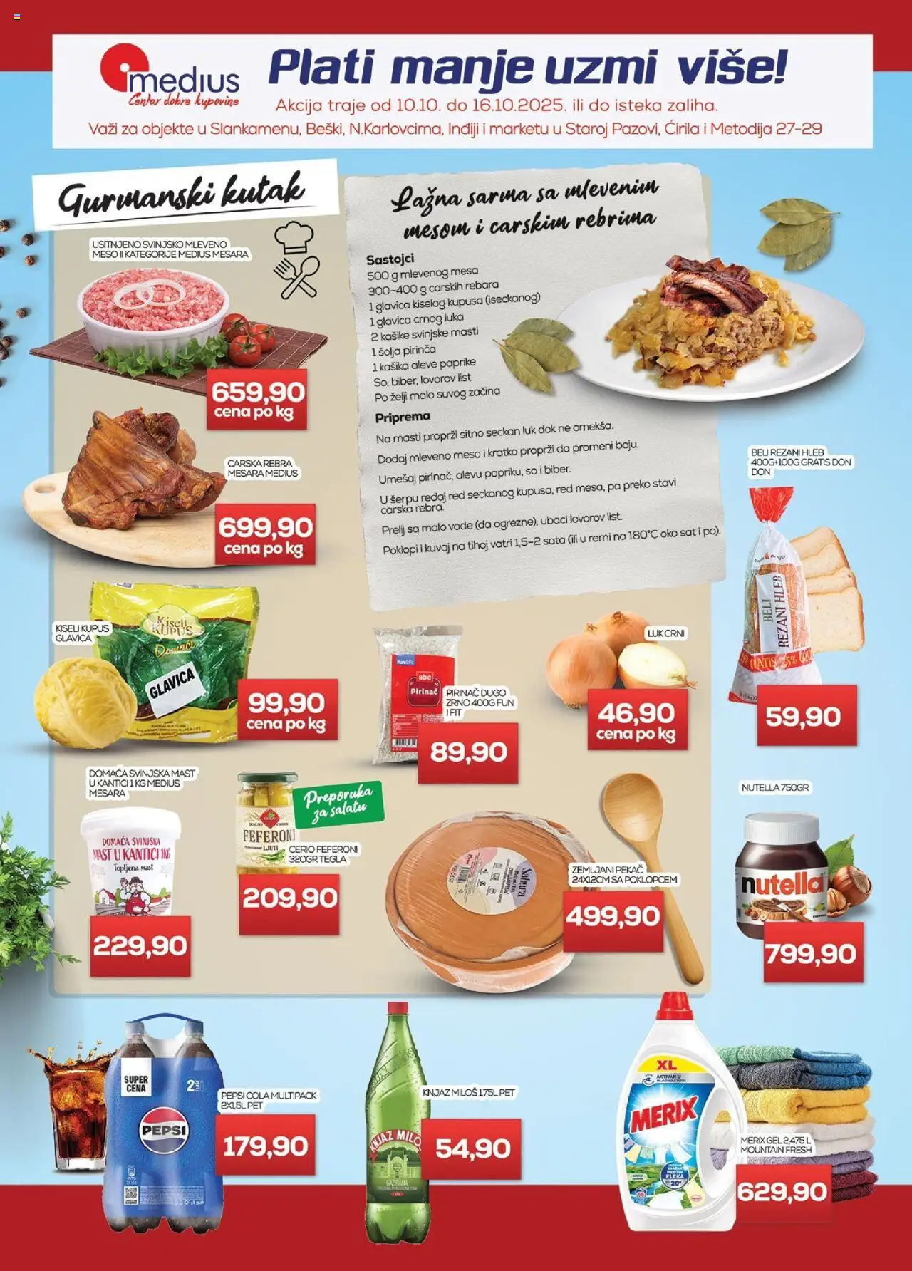 Medius katalog - važi od 10.10.2025 | Strana: 1 | Proizvode: Kupus, Svinjska mast, Feferoni, Pirinač