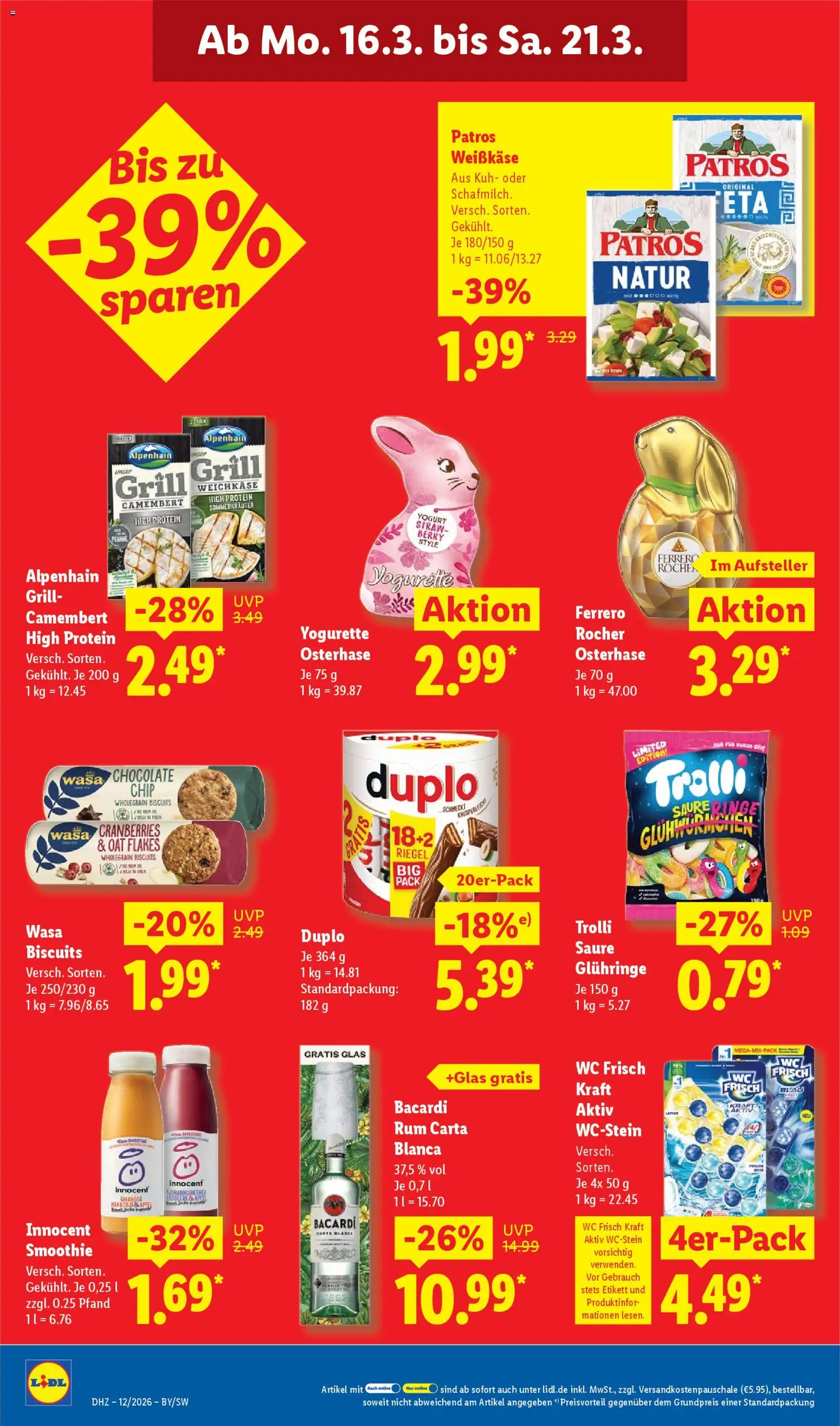 Lidl Prospekt Gundelsheim – gültig ab 16.03.2026 | Seite: 32 | Produkte: Grill, Yogurette, Rum, Wc frisch