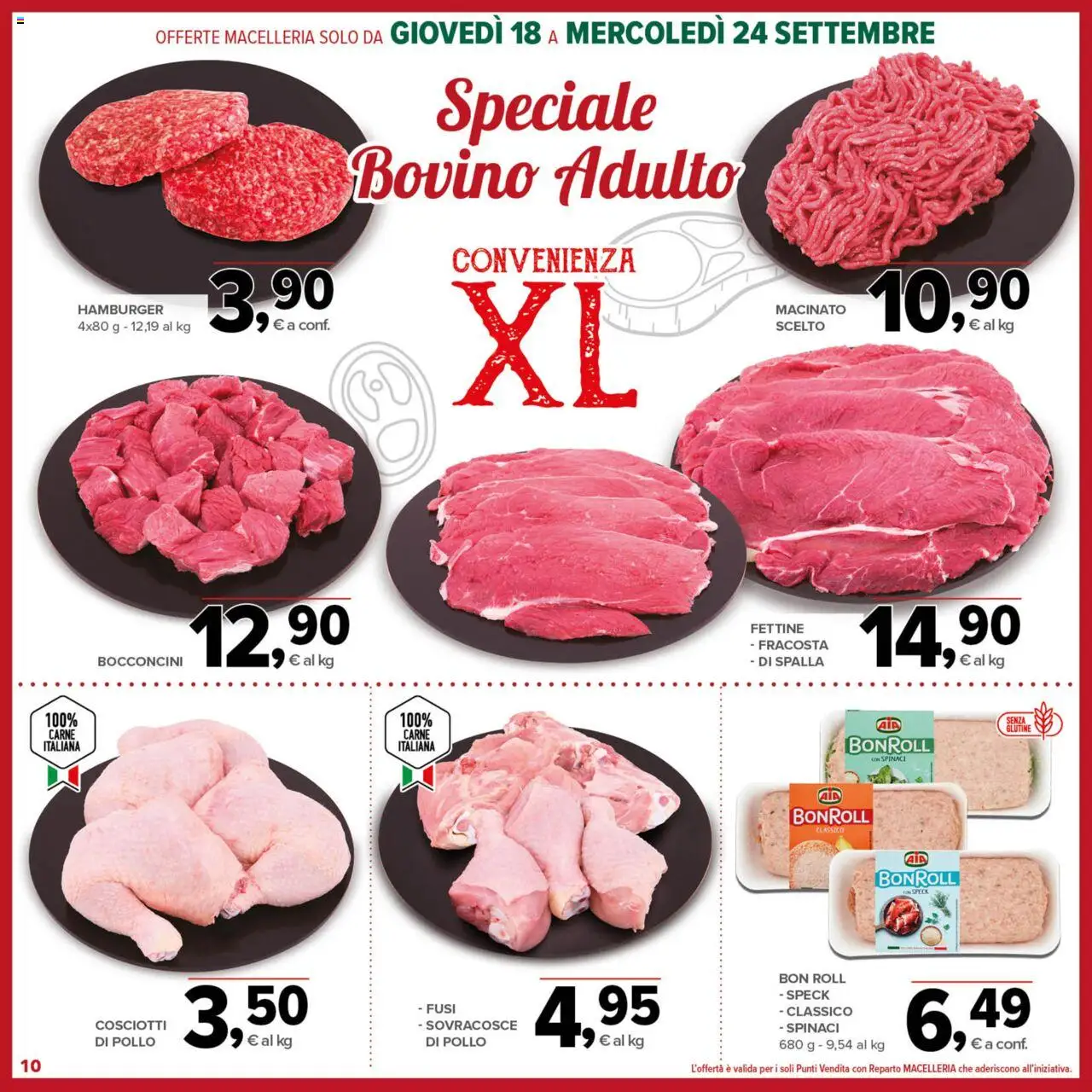 Volantino Todis del 18.09.2025 | Pagina: 10 | Prodotti: Speck, Pollo, Spinaci, Hamburger