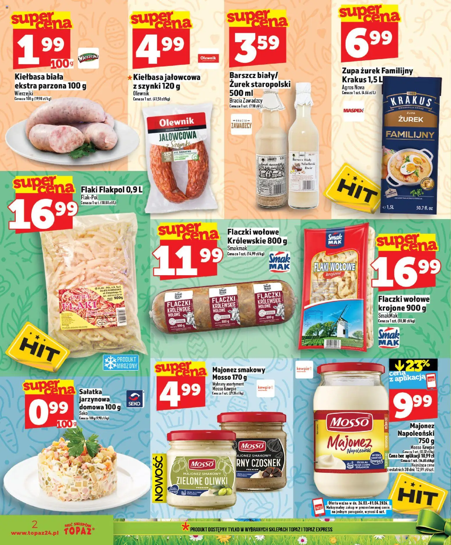 Topaz gazetka - MAZ od 26.03.2026 | Strona: 2 | Produkty: Barszcz, Zurek, Flaki, Zupa