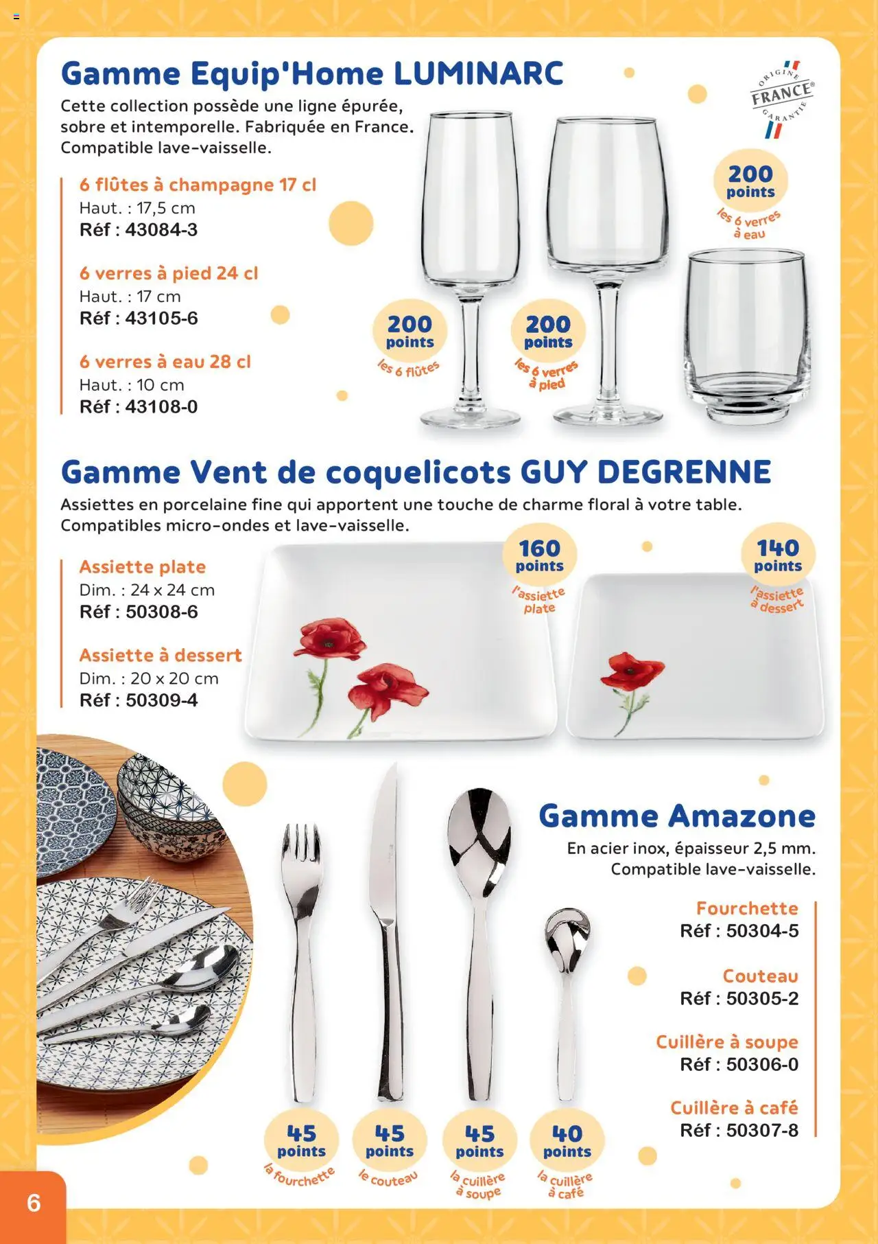 {H1} | Page: 6 | Produits: Couteau, Porcelaine, Champagne, Café