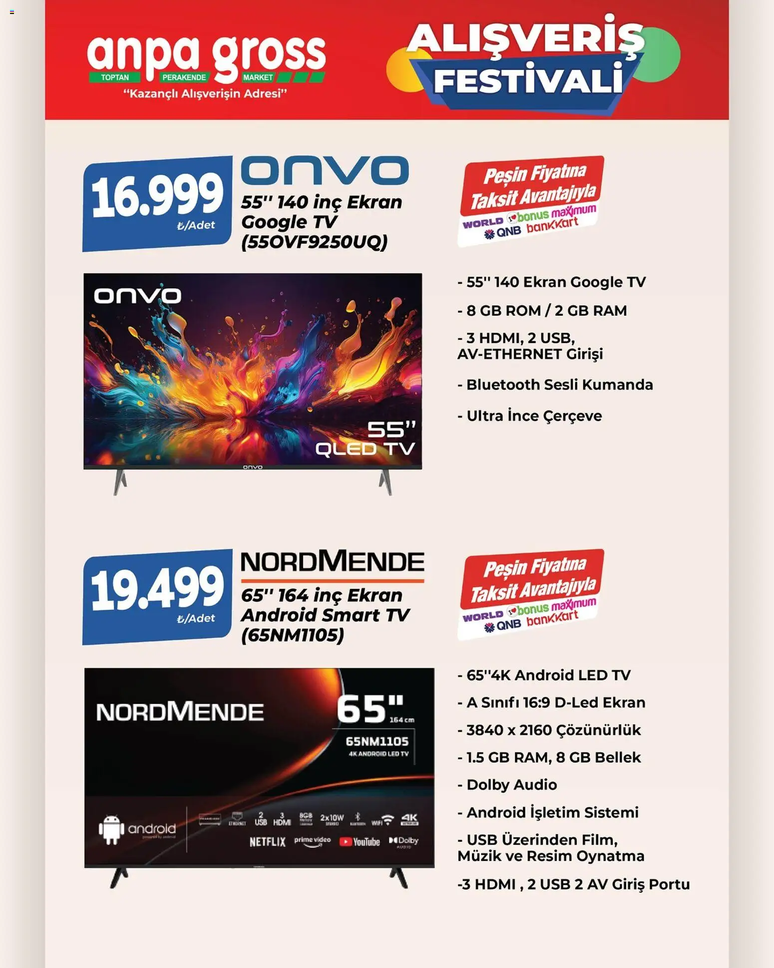Anpa Gross Alışveriş Festivali - 01.11.2025 tarihinden itibaren geçerlidir | Sayfa: 4 | Ürünler: TV, Video, USB