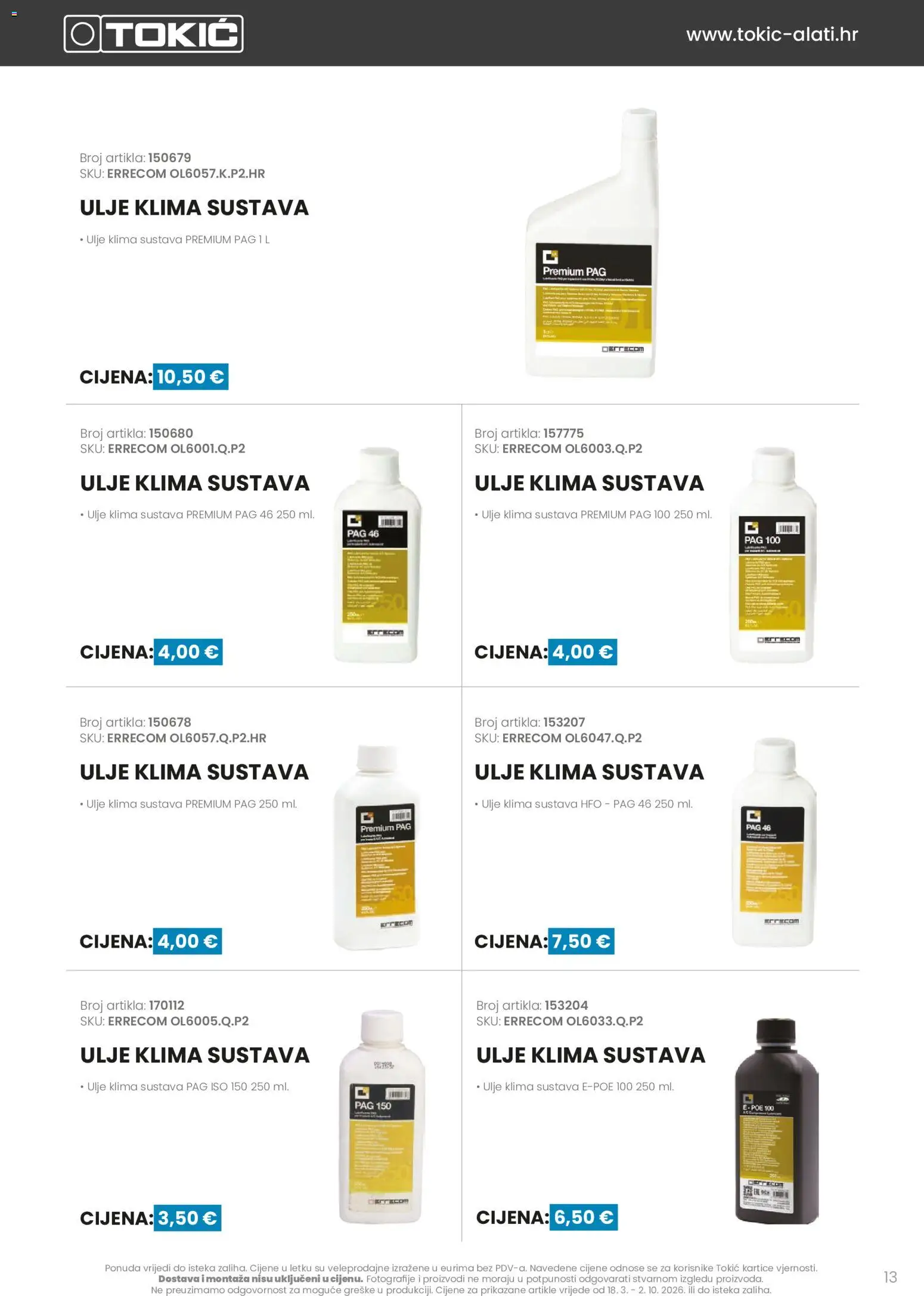 Tokić katalog | vrijedi od 18.03.2026 | Stranica: 13 | Proizvodi: Ulje, Klima
