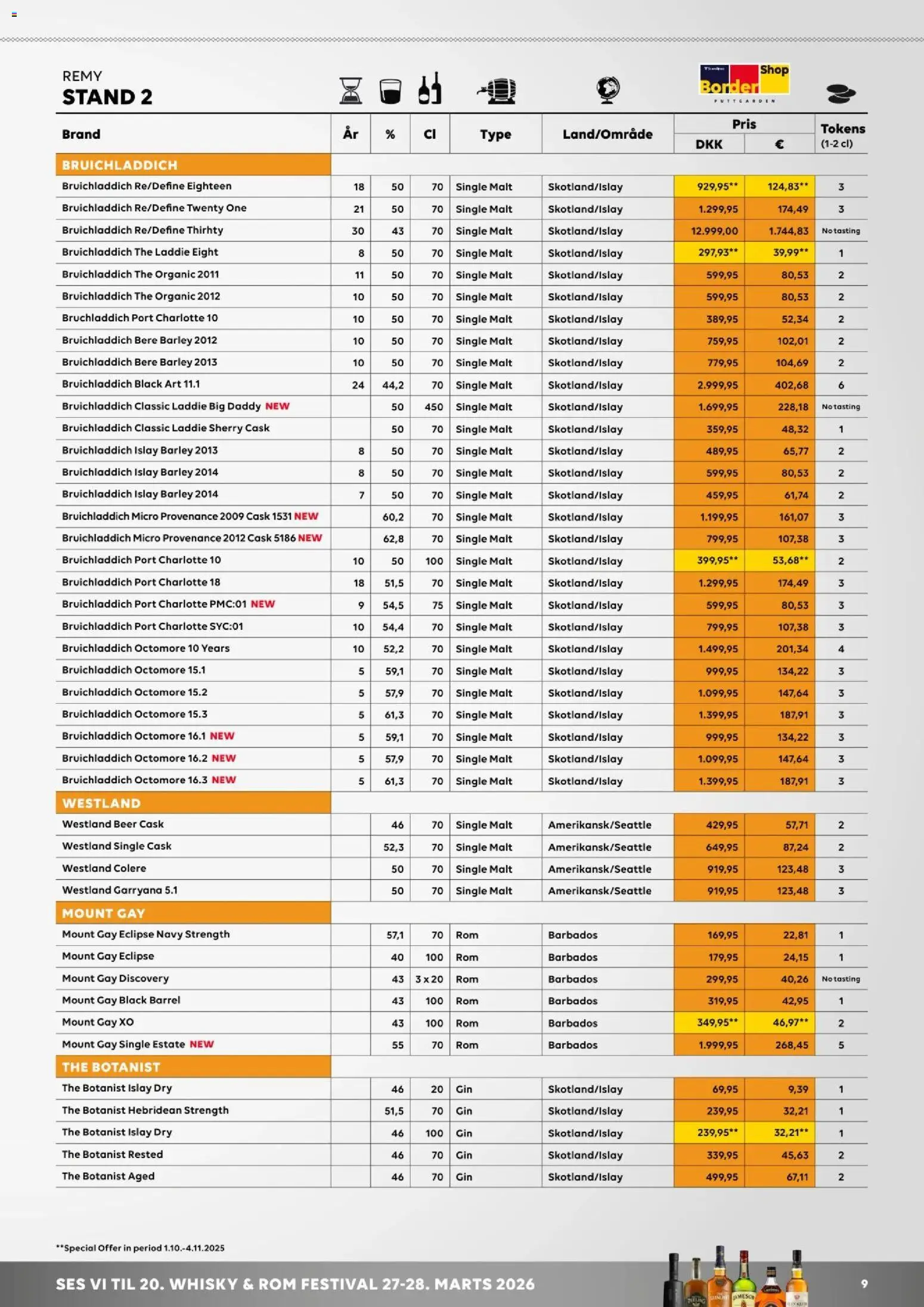 Bordershop tilbudsavis – gyldig fra 30.10.2025 | Side: 9 | Produkter: Whisky, Rom