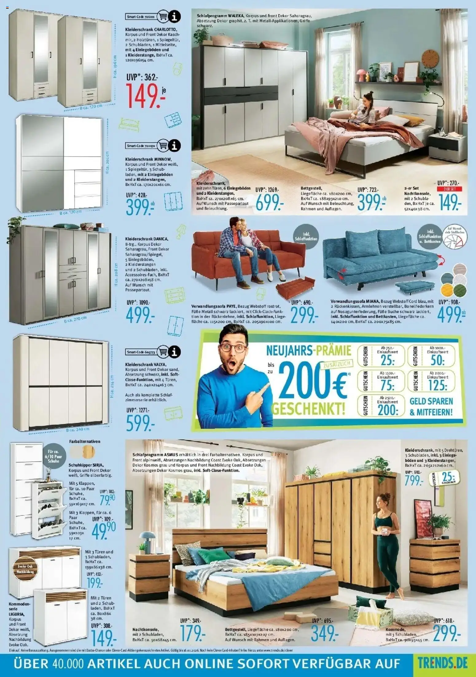 Trends - Ostermann Trends: Neue Möbel wirken Wunder. – gültig ab 02.01.2025 | Seite: 5 | Produkte: Kleiderschrank, Liege, Schuhkipper